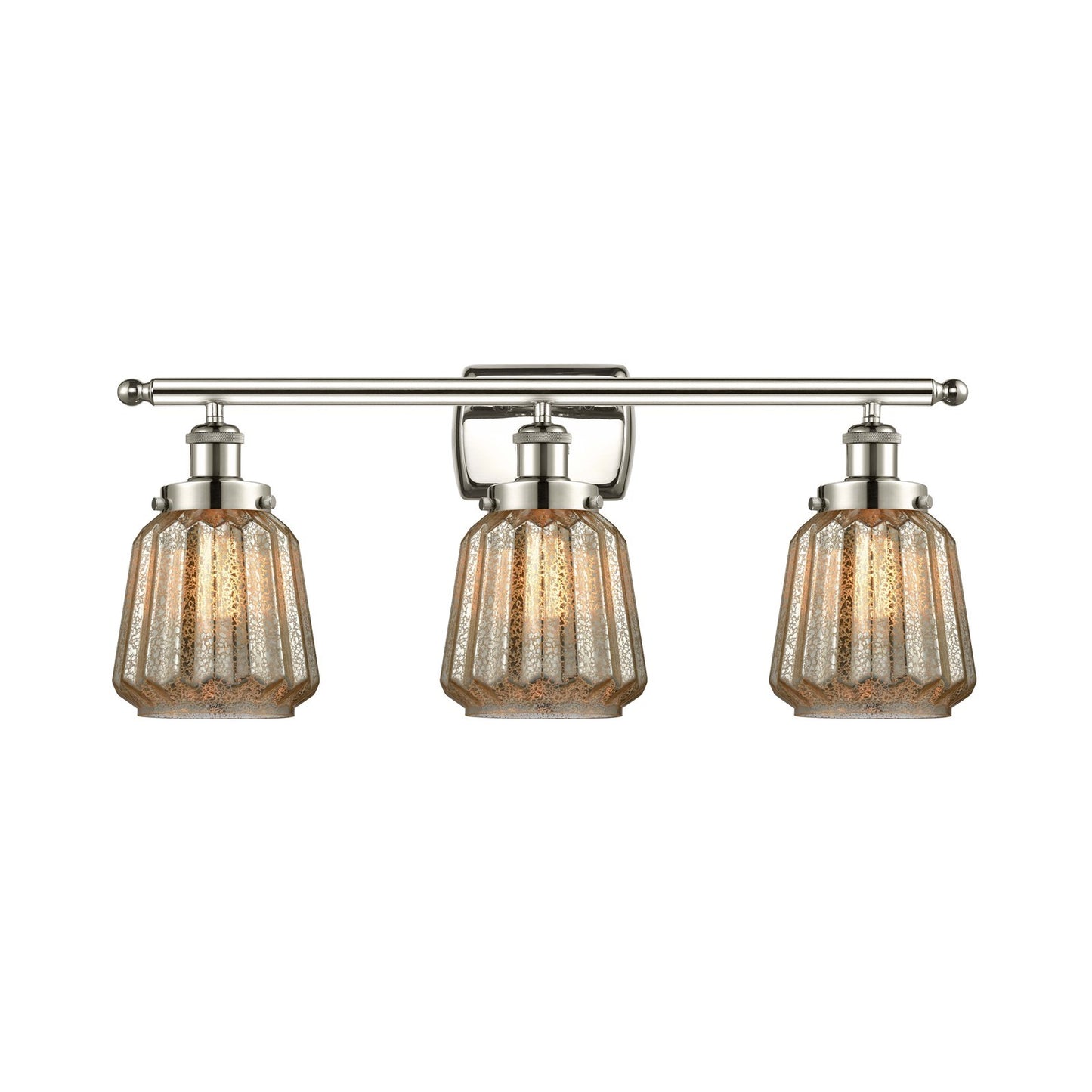 Innovations Chatham 27in 3-Light Bath Vanity Light | Modern Contemporary Polished Nickel and Mercury Ribbed Glass | Bathroom Vanity | Model 916-3W-PN-G146