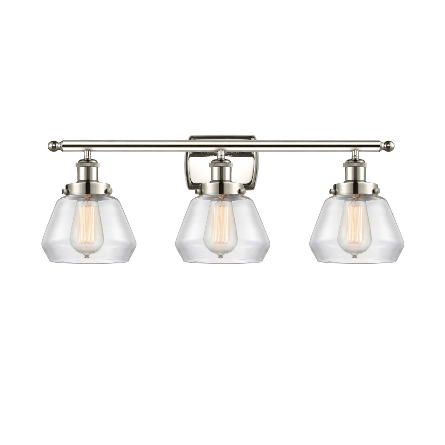 Innovations Fulton 27in 3-Light Bath Vanity Light | Modern Contemporary Polished Nickel and Clear Glass | Bathroom Vanity | Model 916-3W-PN-G172