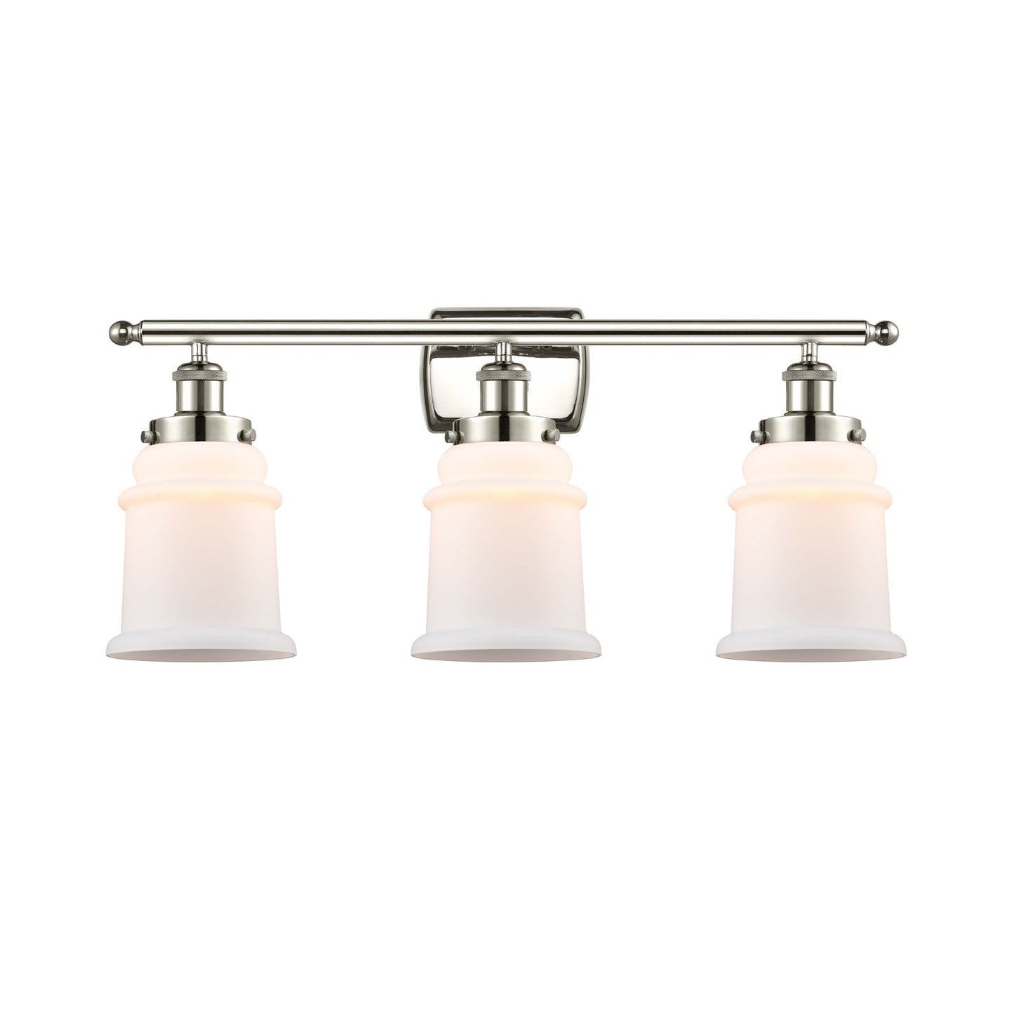 Innovations Canton 26in 3-Light Bath Vanity Light | Modern Transitional Polished Nickel Steel and Matte White Glass | Bathroom | Model 916-3W-PN-G181