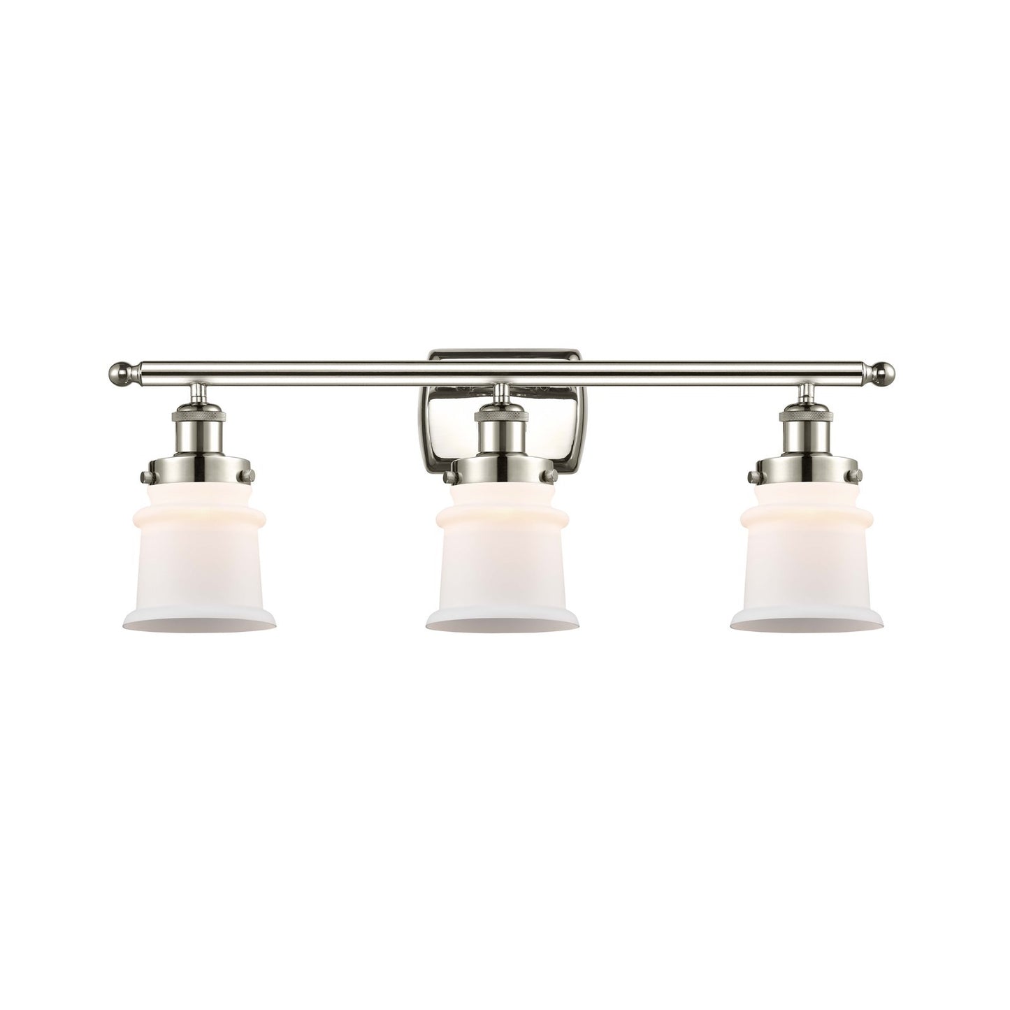 Innovations Canton 25.25in 3-Light Bath Vanity Light | Modern Transitional Polished Nickel Steel and Matte White Glass | Bathroom | Model 916-3W-PN-G181S