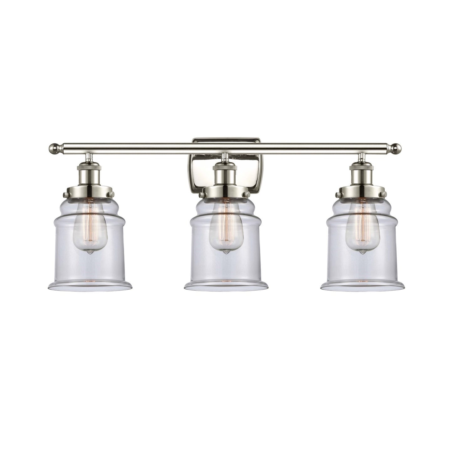 Innovations Canton 26in 3-Light Bath Vanity Light | Modern Transitional Polished Nickel Steel and Clear Glass | Bathroom Vanity & | Model 916-3W-PN-G182