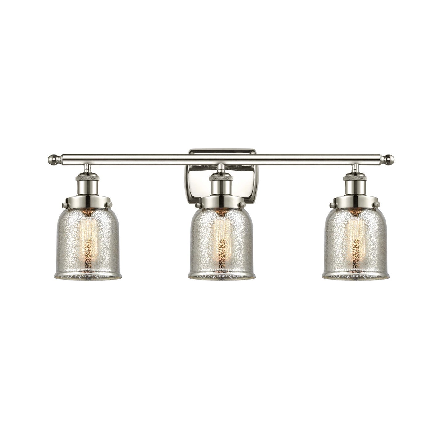 Innovations Bell 26in 3-Light Bath Vanity Light | Industrial Polished Nickel and Silver Plated Mercury Glass | Bathroom Vanity | Model 916-3W-PN-G58-LED