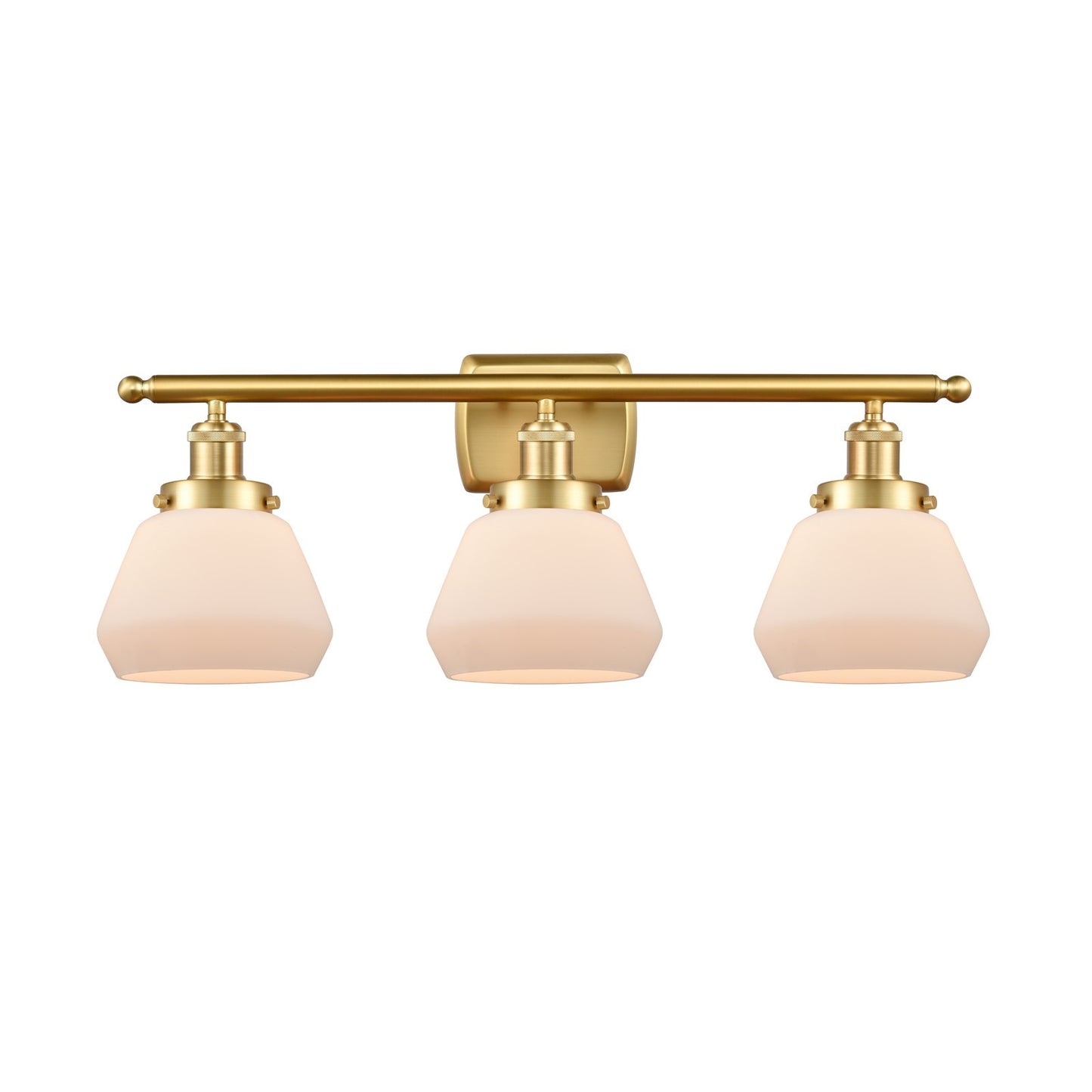 Innovations Fulton 27in 3-Light Bath Vanity Light | Modern Transitional Satin Gold Steel and Matte White Frosted Glass Shades | Model 916-3W-SG-G171