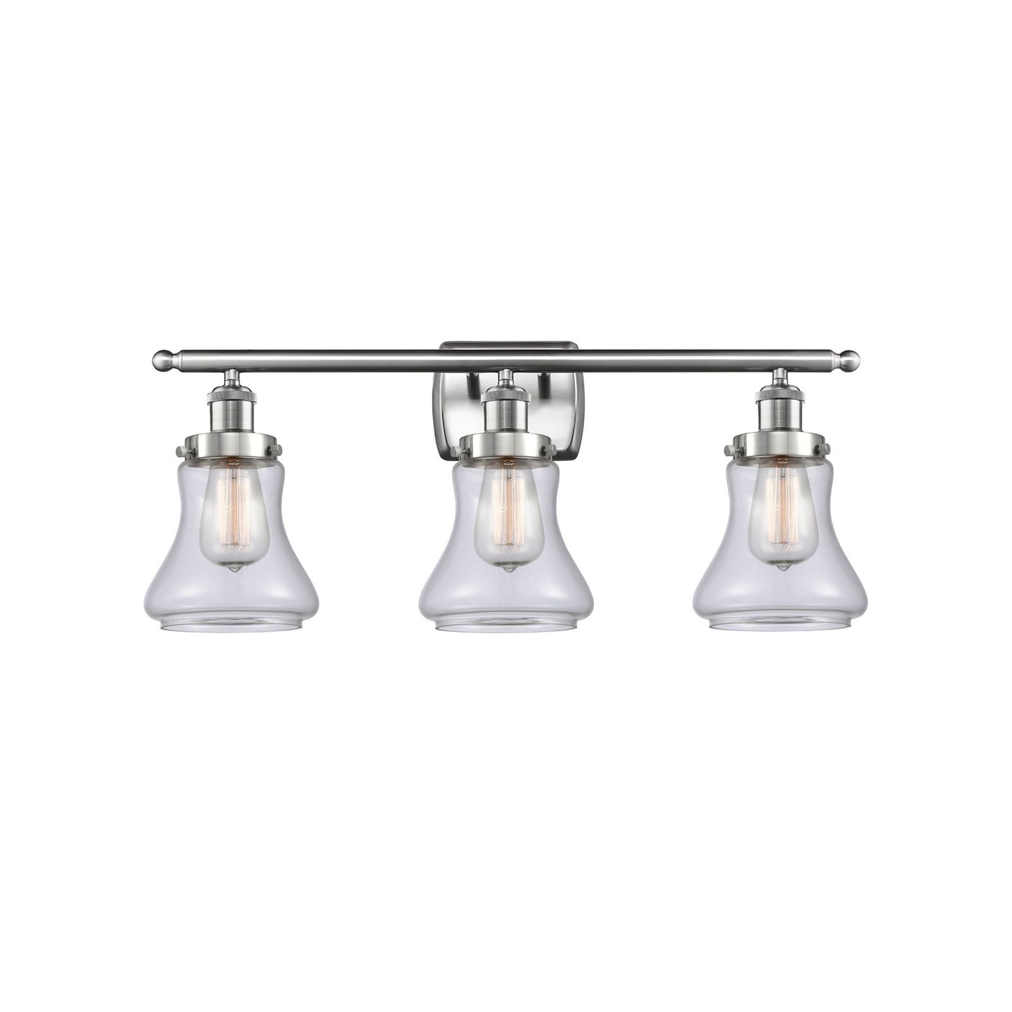 Innovations Bellmont 26in 3-Light Bath Vanity Light | Modern Transitional Brushed Satin Nickel and Clear Glass | Bathroom Vanity | Model 916-3W-SN-G192