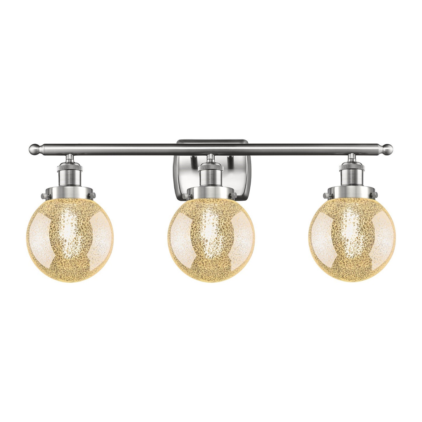 Innovations Beacon 26in 3-Light Bath Vanity Light | Modern Transitional Brushed Satin Nickel and Mercury Seeded Glass | Bathroom | Model 916-3W-SN-G208-6