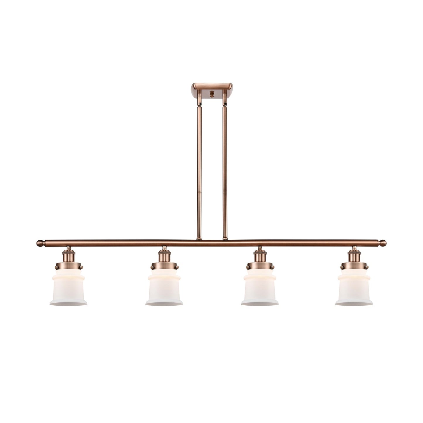 Innovations Canton 48in 4-Light Island Light | Modern Contempo Antique Copper and Matte White Frosted Glass | Kitchen Island & | Model 916-4I-AC-G181S