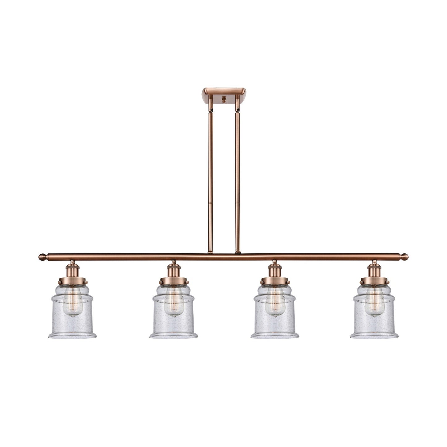 Innovations Canton 48in 4-Light Island Light | Modern Contempo Antique Copper Steel and Seedy Glass | Kitchen Island & Dining Room | Model 916-4I-AC-G184