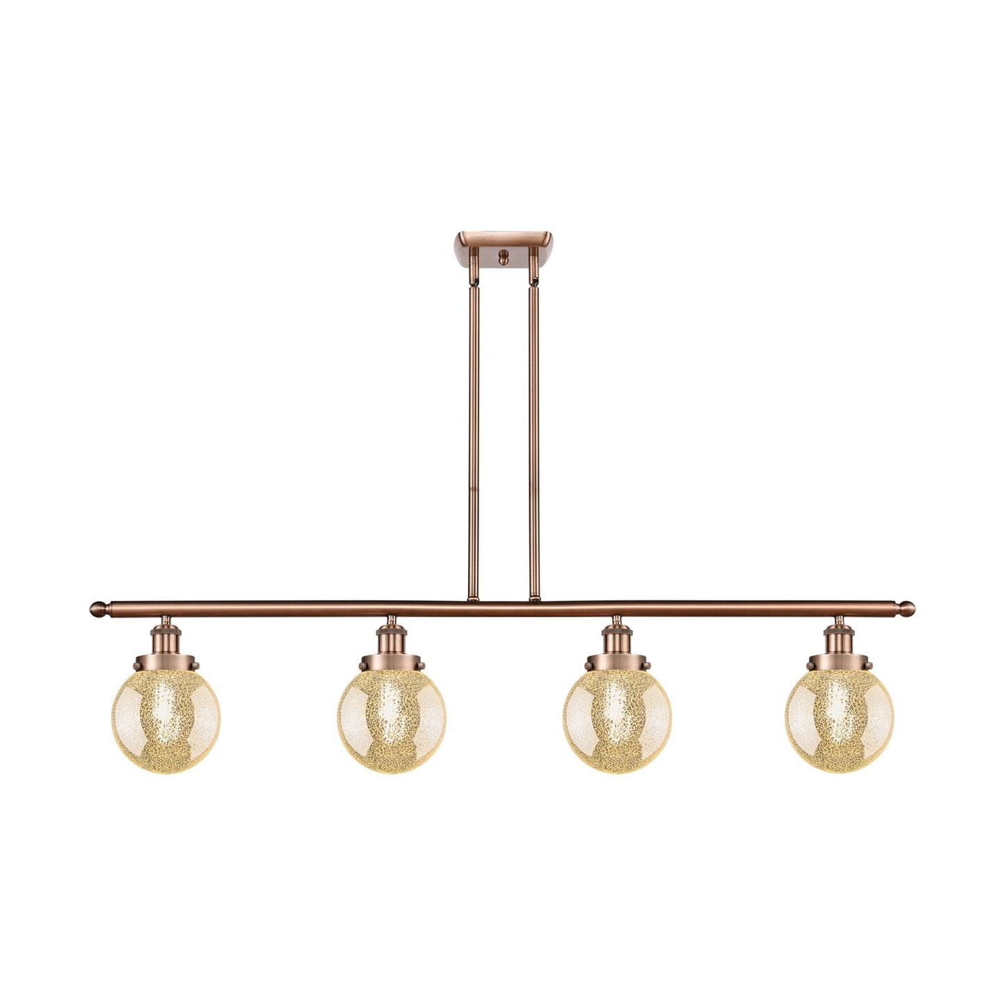 Innovations Beacon 48in 4-Light Island Light | Modern Transitional Antique Copper Steel and Mercury Seeded Glass | Kitchen Island | Model 916-4I-AC-G208-6