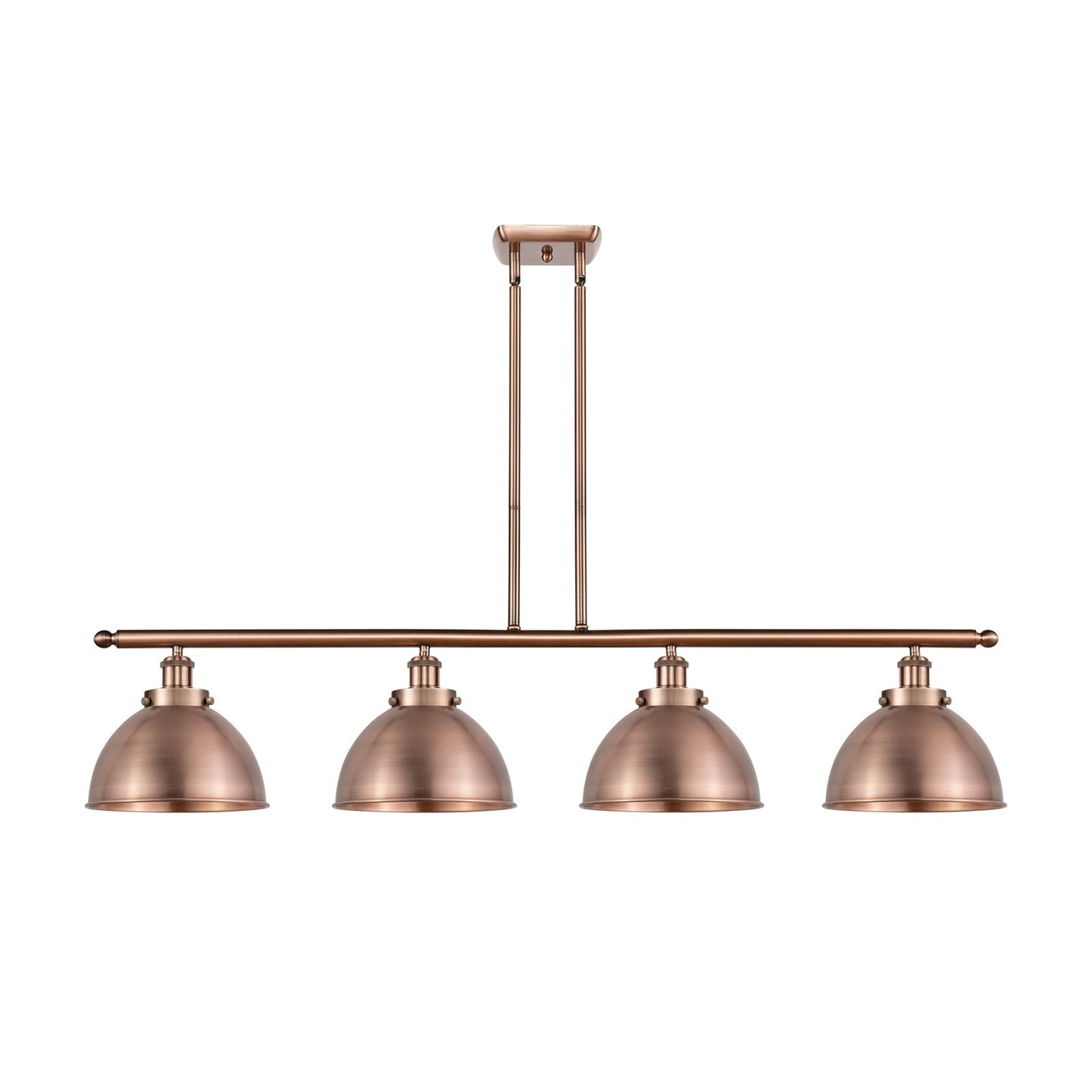 Innovations Derby 48in 4-Light Island Light with LED | Industrial Farmhouse Antique Copper Steel and Cast Brass with | Model 916-4I-AC-MFD-10-AC-LED