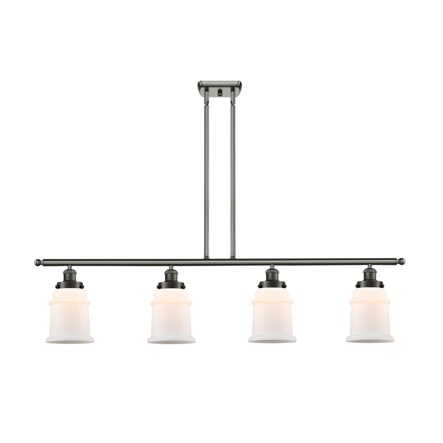 Innovations Canton 48in 4-Light Island Light | Modern Contempo Oil Rubbed Bronze Steel and Matte White Frosted Glass | Kitchen | Model 916-4I-OB-G181