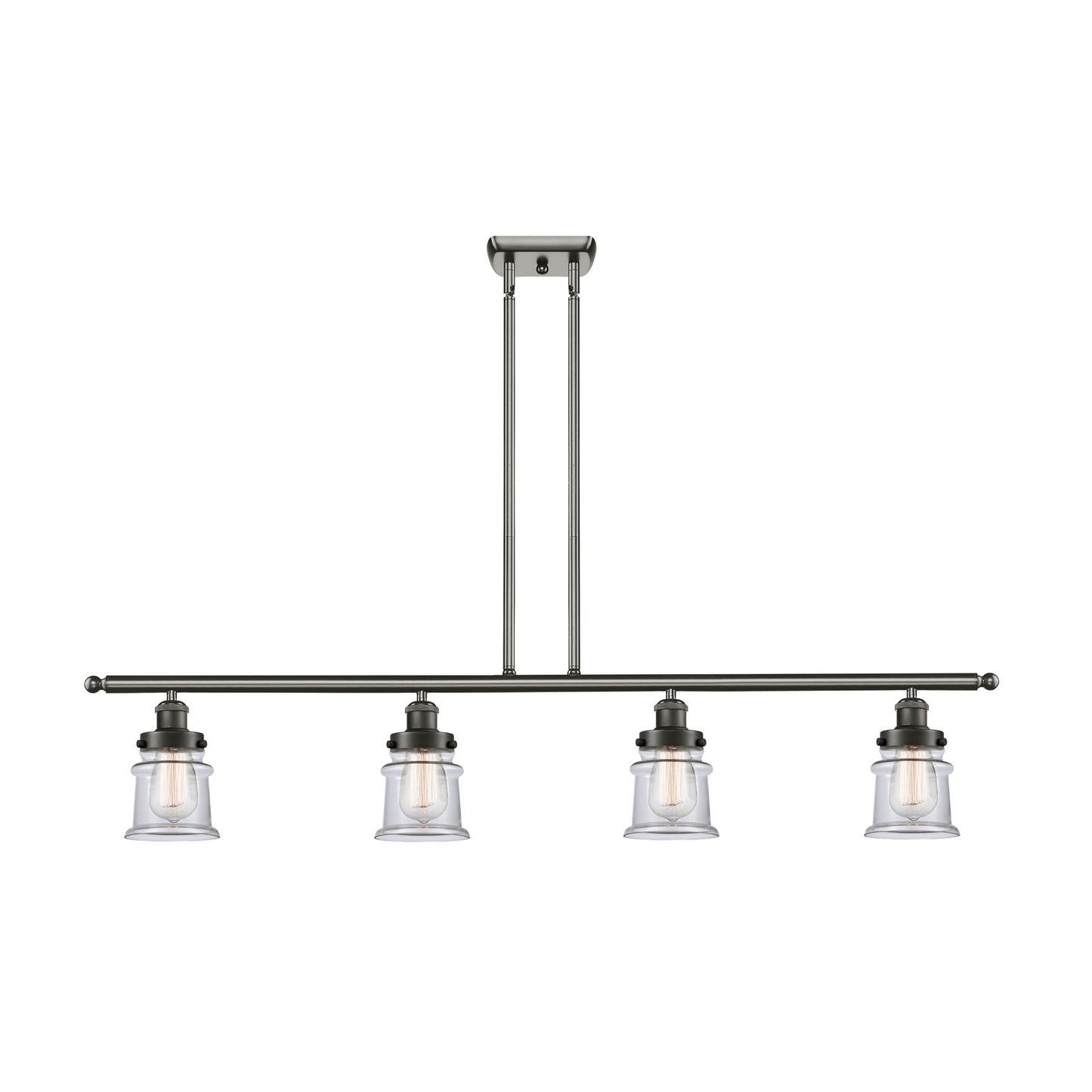 Innovations Canton 48in 4-Light Island Light | Modern Contempo Oil Rubbed Bronze Steel and Clear Small Glass | Kitchen Island & | Model 916-4I-OB-G182S