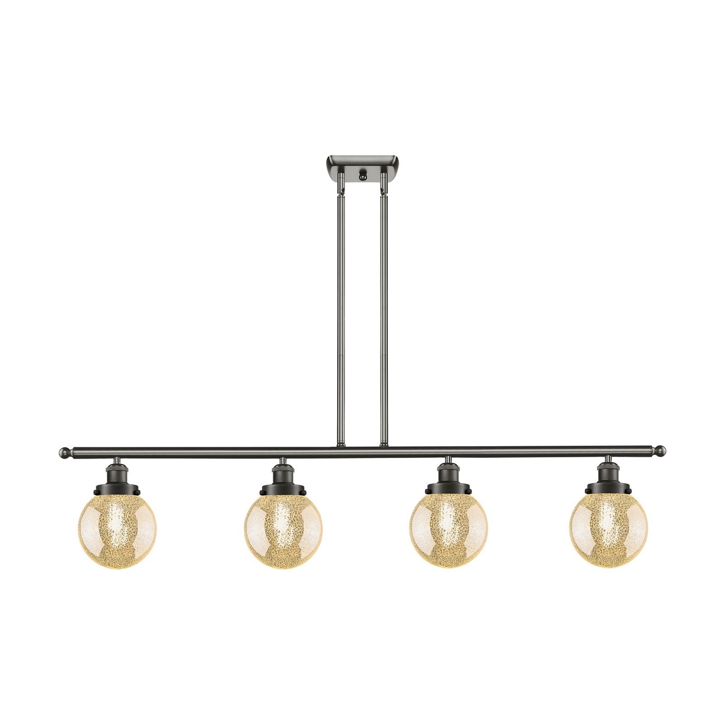 Innovations Beacon 48in 4-Light Island Light | Oil Rubbed Bronze Steel and Mercury Seeded Glass | Kitchen Island & Dining Room | Model 916-4I-OB-G208-6