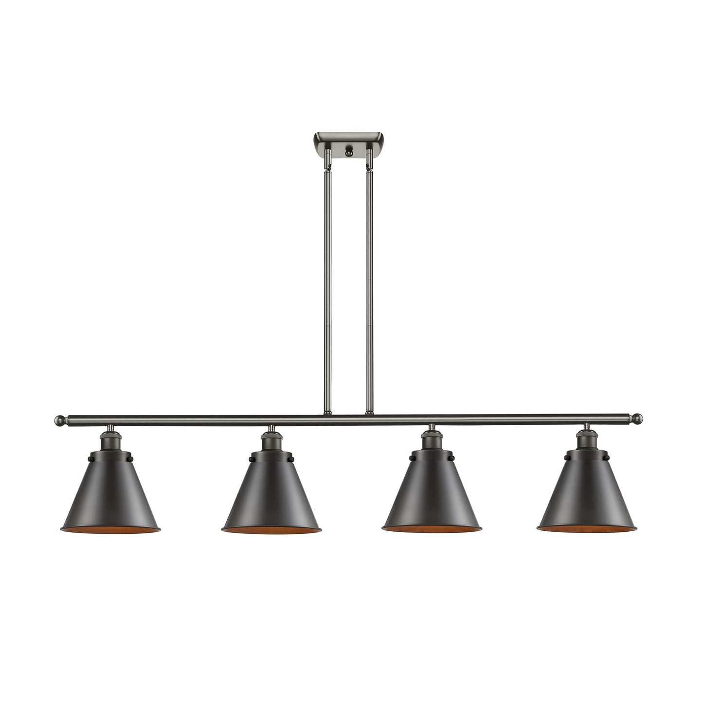 Innovations Appalachian 48in 4-Light Island Light | Industrial Farmhouse Oil Rubbed Bronze Steel and Metal Cone Shade | Kitchen | Model 916-4I-OB-M13