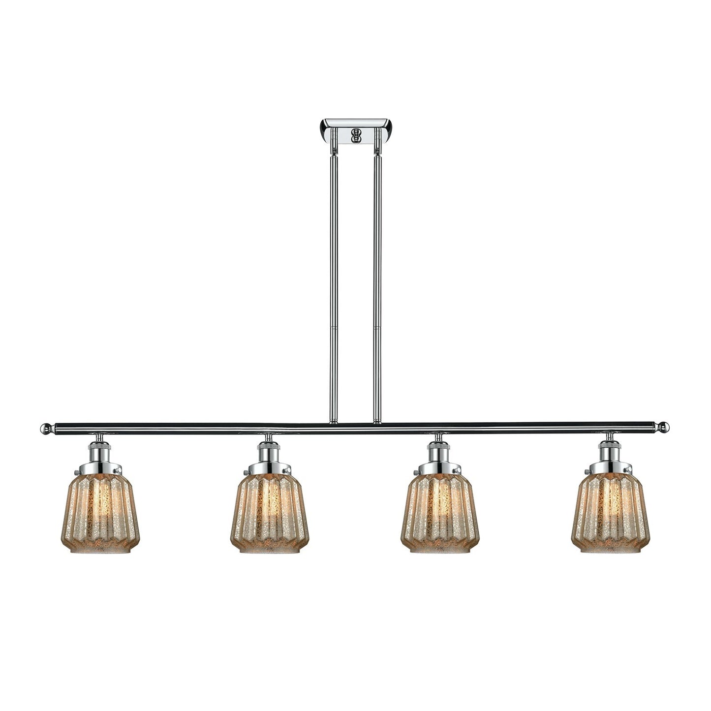 Innovations Chatham 48in 4-Light Island Light | Modern Transitional Polished Chrome Steel and Mercury Ribbed Glass | Kitchen Island | Model 916-4I-PC-G146