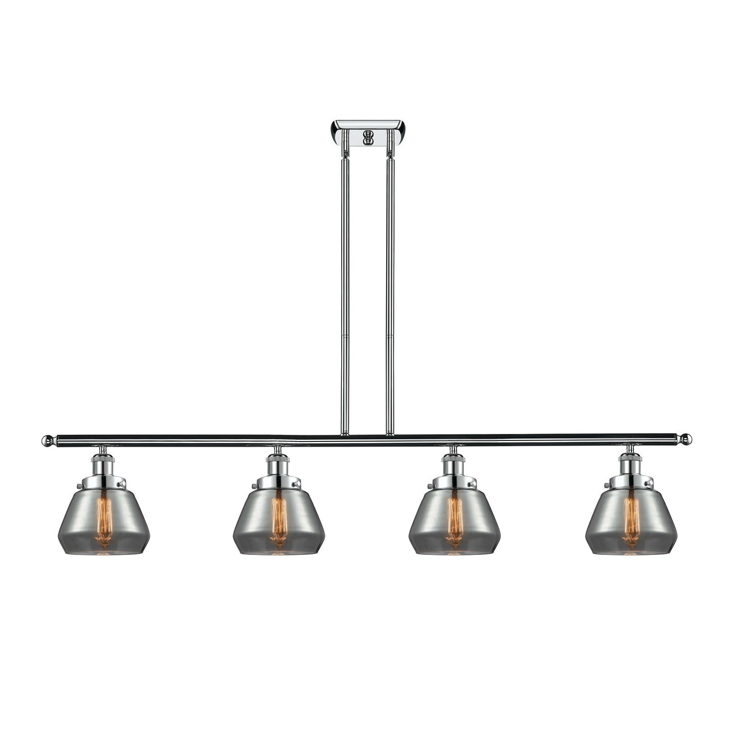 Innovations Fulton 48in 4-Light Island Light | Modern Contempo Polished Chrome and Light Smoke Glass | Kitchen Island & Dining Room | Model 916-4I-PC-G173