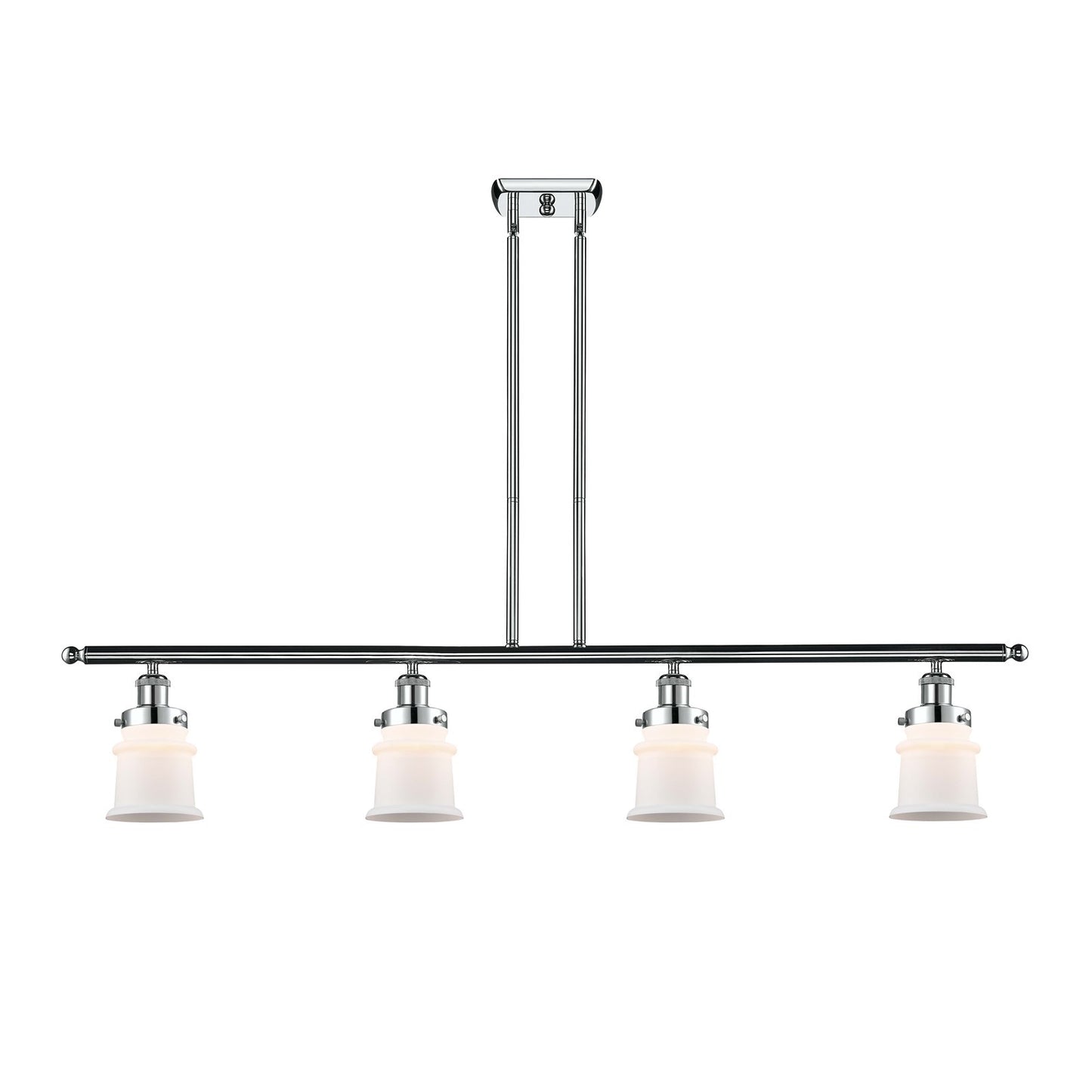 Innovations Canton 48in 4-Light Island Light | Modern Chrome Steel and Matte White Frosted Glass | Kitchen Island & Dining Room | Model 916-4I-PC-G181S