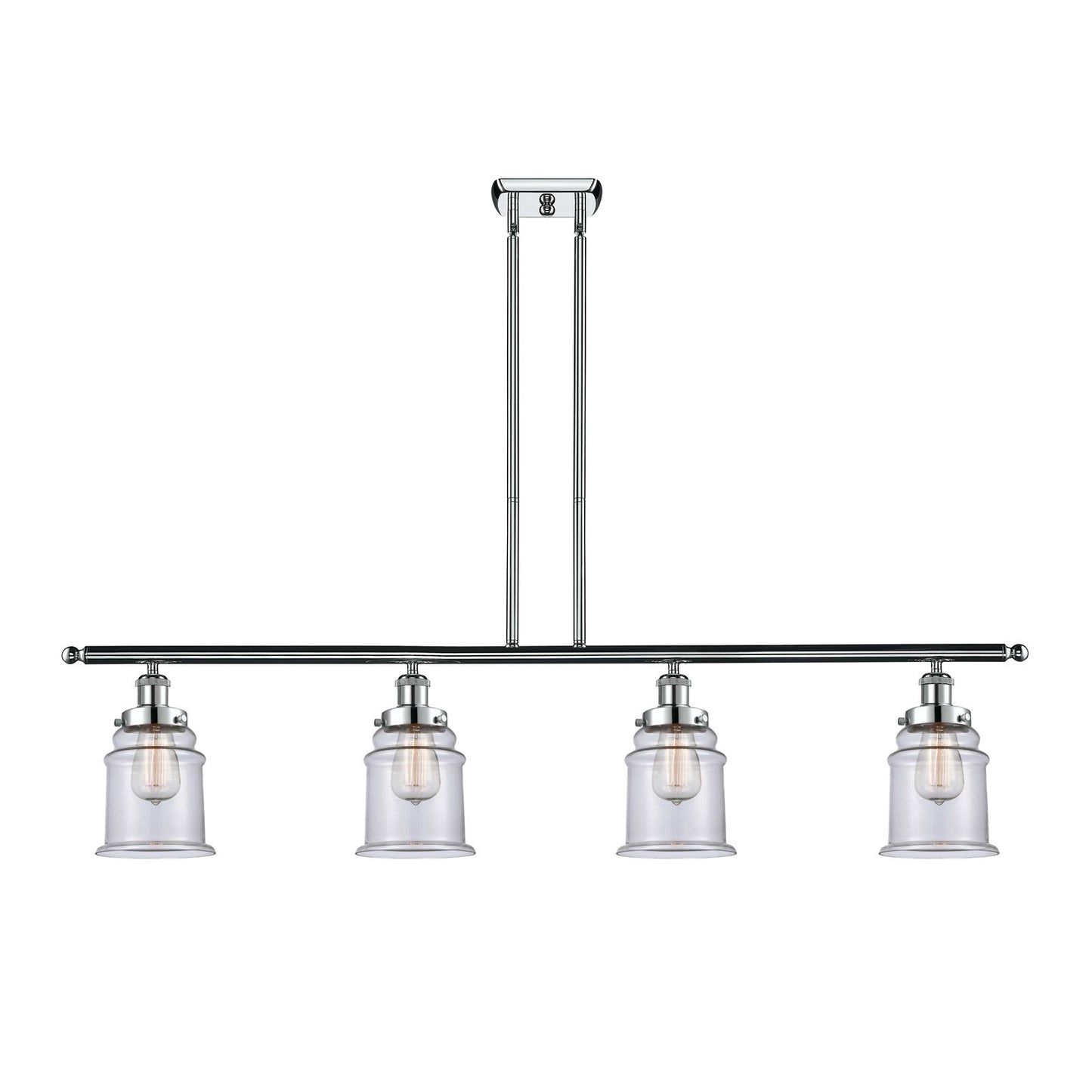 Innovations Canton 48in 4-Light Island Light | Modern Chrome Steel and Clear Glass | Kitchen Island & Dining Room | Model 916-4I-PC-G182