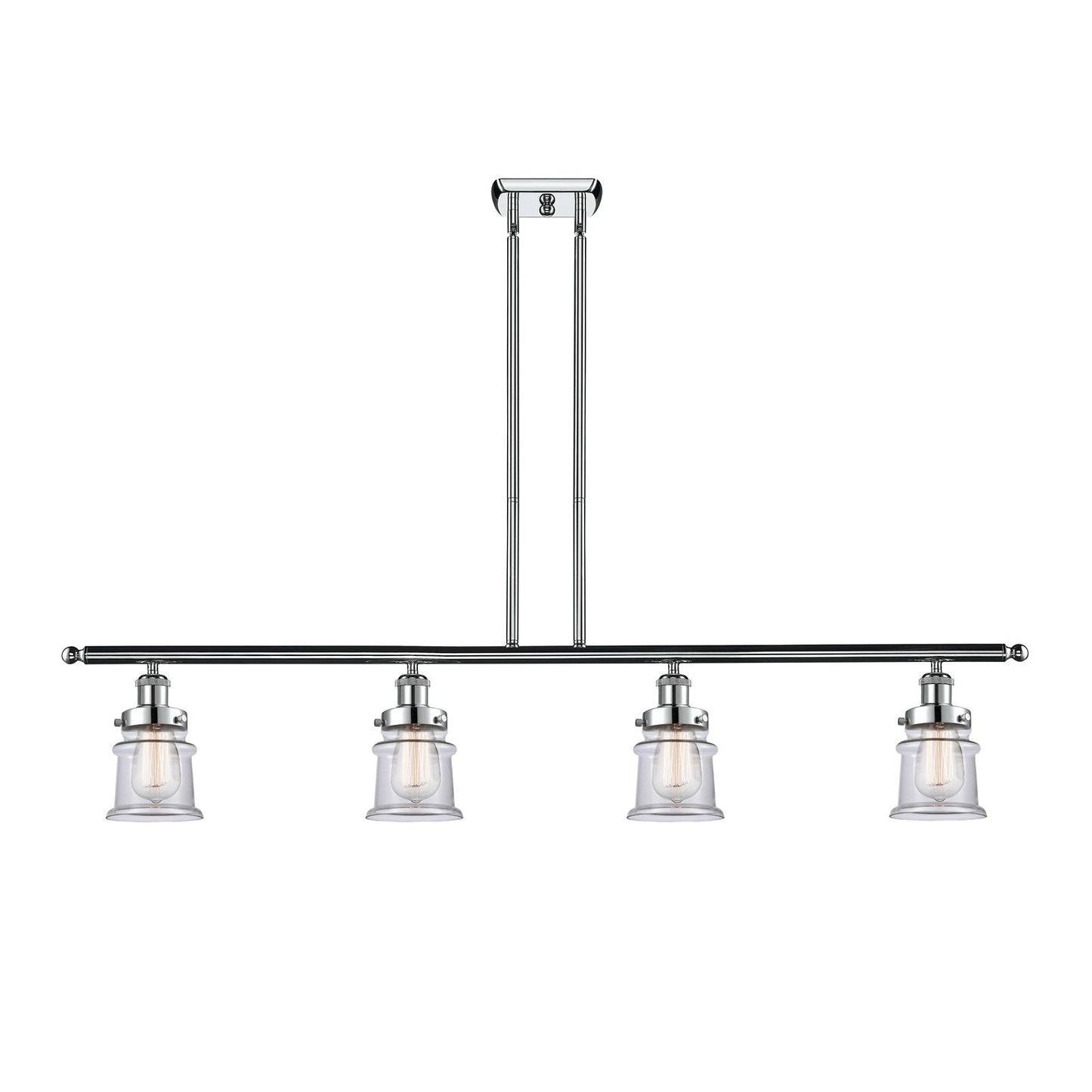 Innovations Canton 48in 4-Light Island Light | Modern Chrome Steel and Clear Glass | Kitchen Island & Dining Room | Model 916-4I-PC-G182S