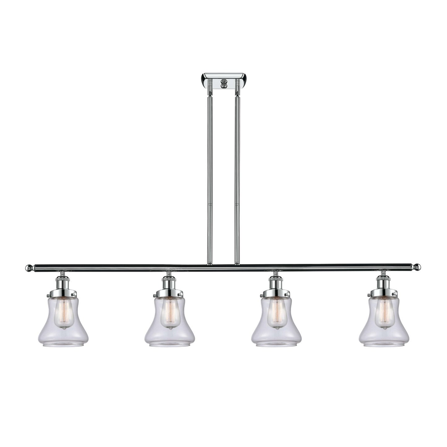 Innovations Bellmont 48in 4-Light Island Light | Modern Contempo Polished Chrome and Clear Glass | Kitchen Island & Dining Room | Model 916-4I-PC-G192