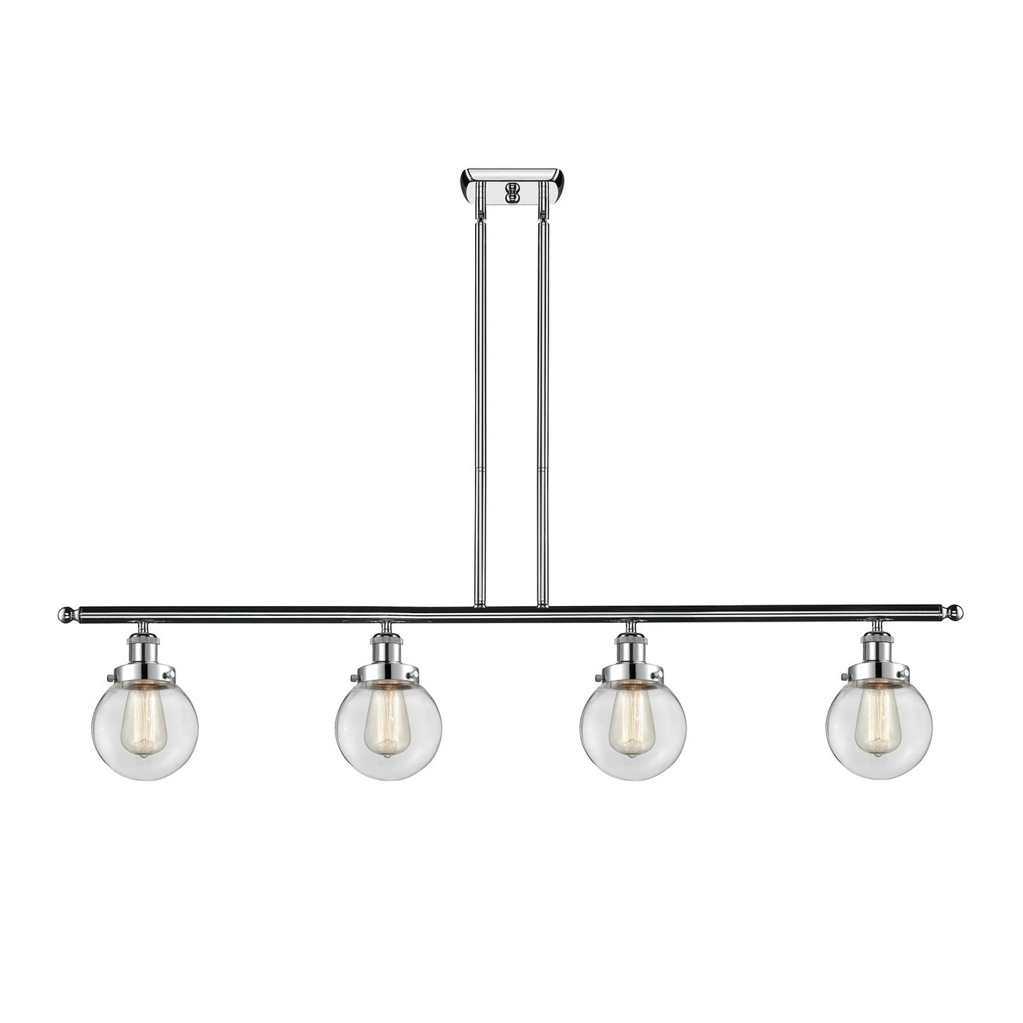 Innovations Beacon 48in 4-Light Island Light | Modern Contemporary Polished Chrome and Clear Glass | Kitchen Island & Dining Room | Model 916-4I-PC-G202-6