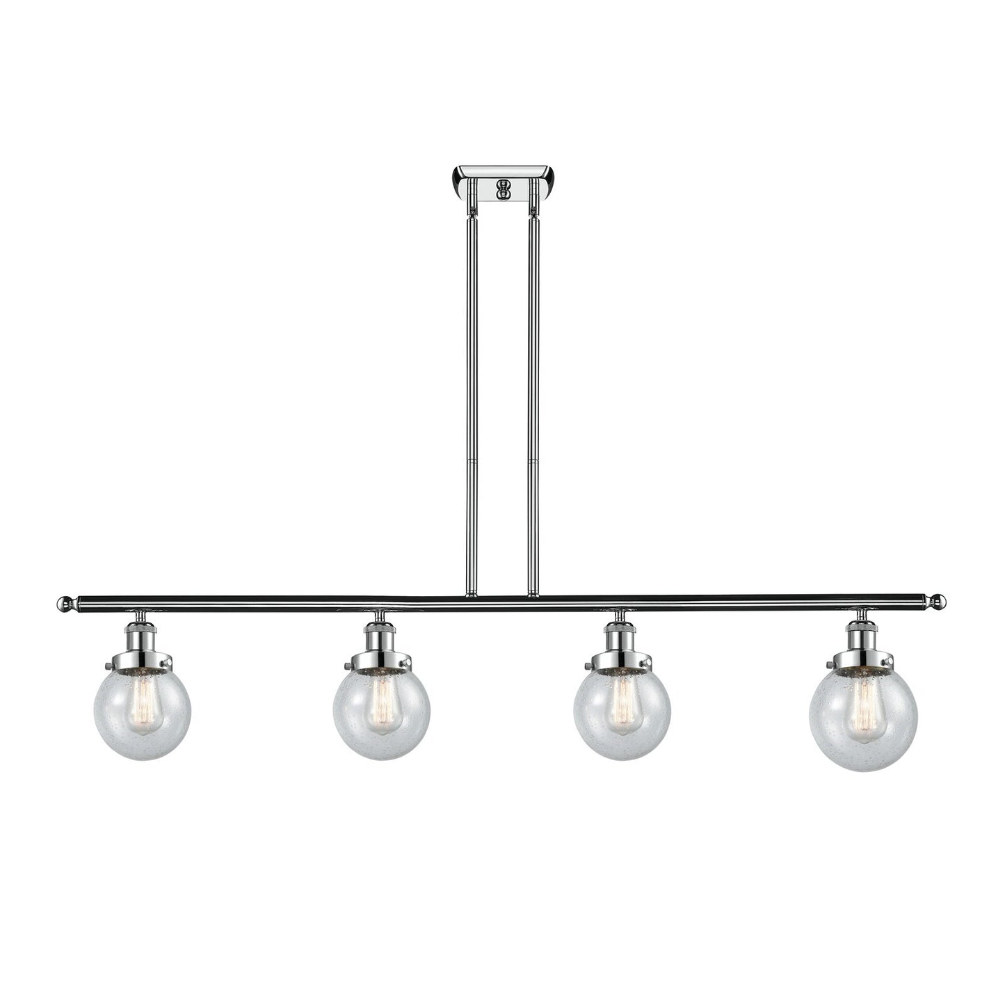 Innovations Beacon 48in 4-Light Island Light | Modern Contemporary Polished Chrome and Seedy Glass | Kitchen Island & Dining Room | Model 916-4I-PC-G204-6