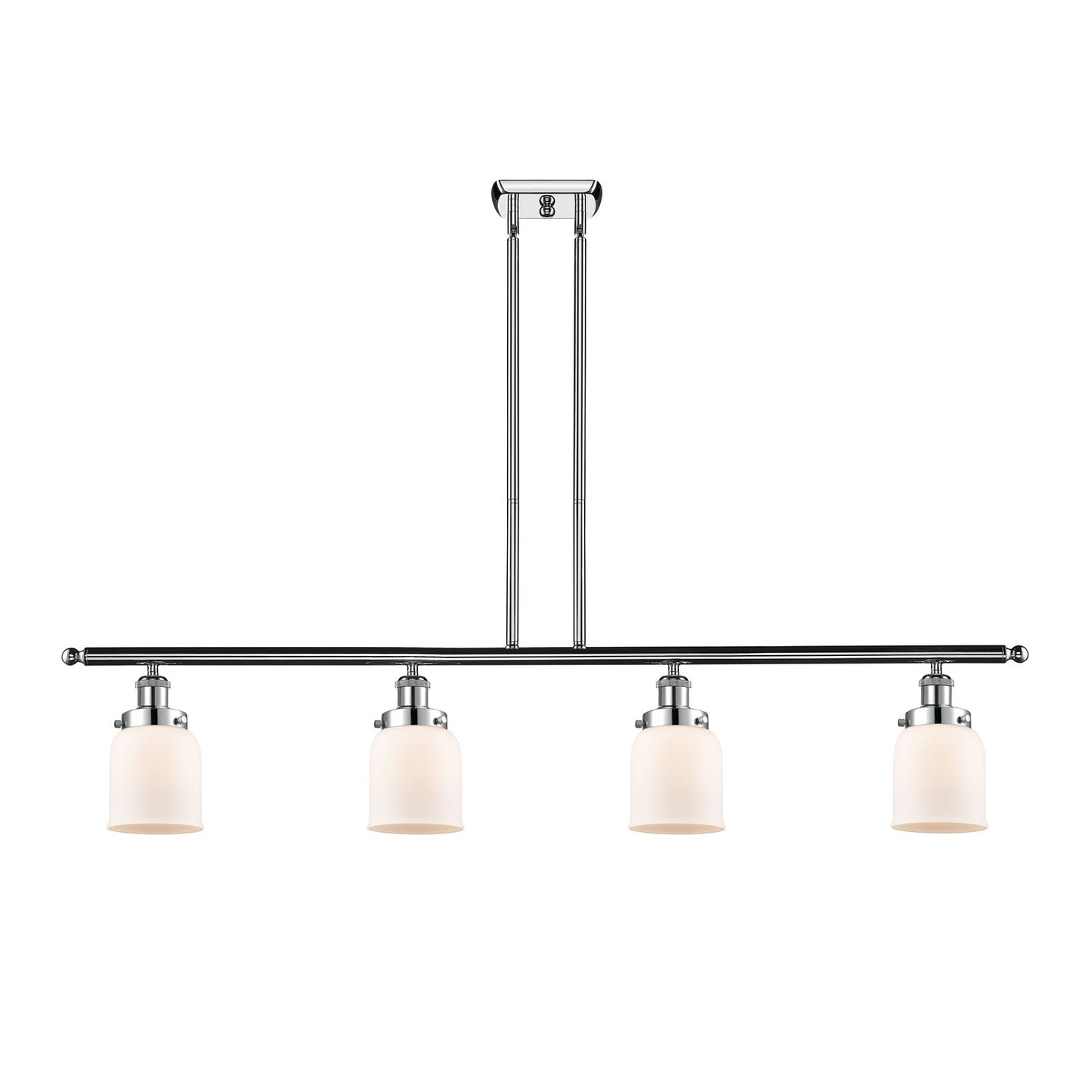 Innovations Bell 48in 4-Light Island Light | Industrial Polished Chrome Steel and Matte White Frosted Glass | Kitchen Island & | Model 916-4I-PC-G51