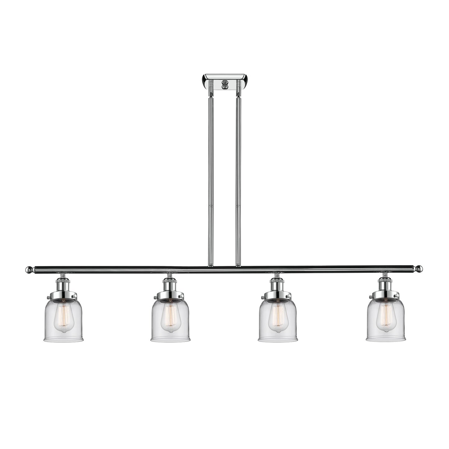 Innovations Bell 48in 4-Light Island Light | Industrial Polished Chrome and Clear Glass | Kitchen Island & Dining Room | Model 916-4I-PC-G52-LED