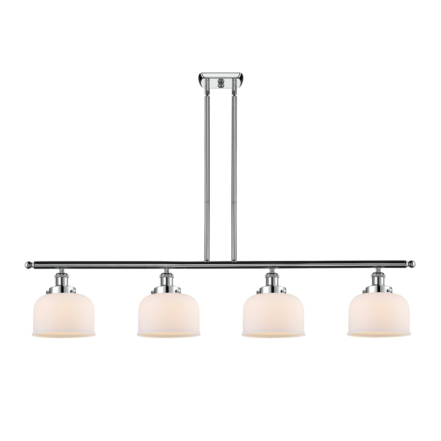 Innovations Bell 48in 4-Light Island Light | Industrial Polished Chrome and Matte White Glass | Kitchen Island & Dining Room | Model 916-4I-PC-G71
