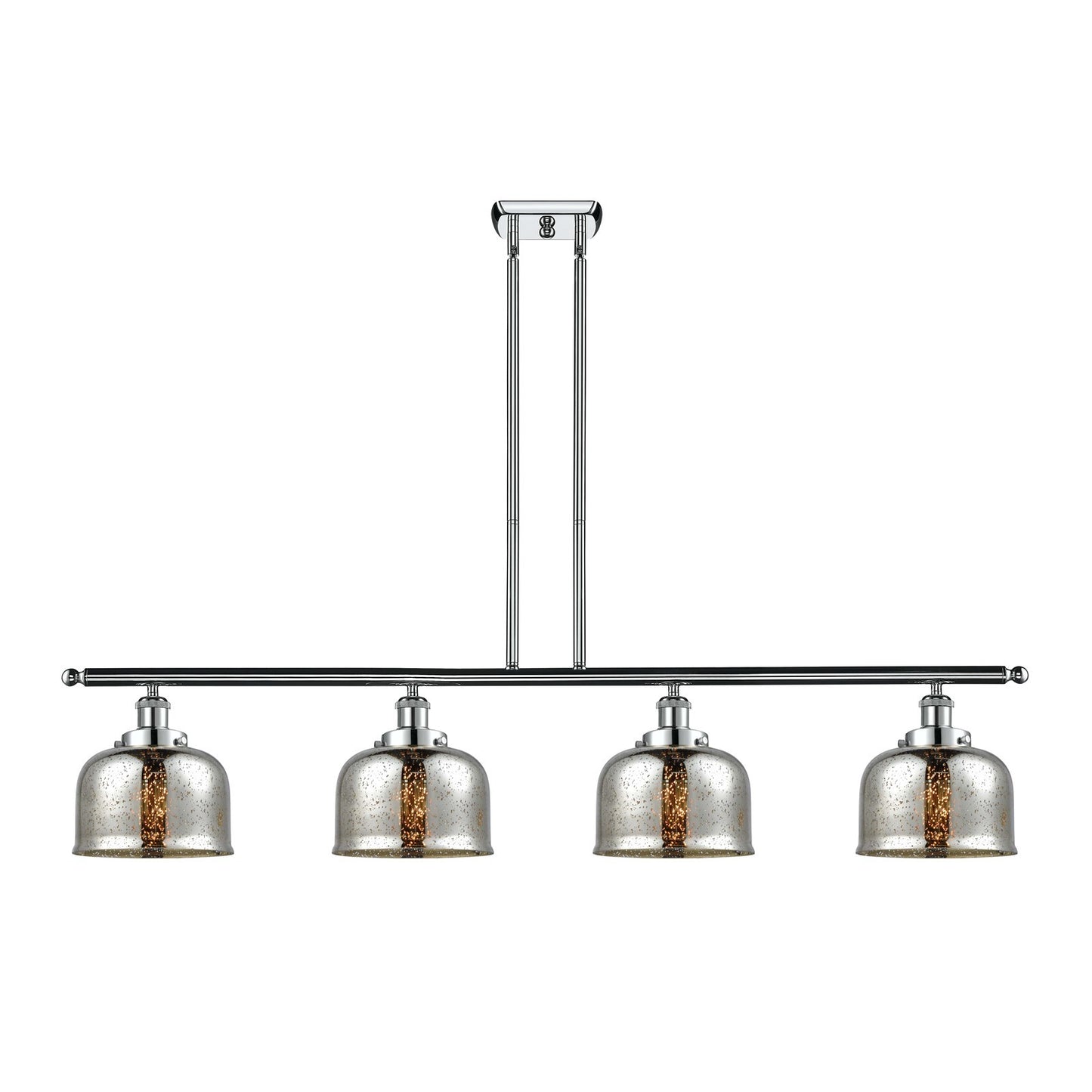 Innovations Bell 48in 4-Light Island Light | Industrial Polished Chrome Steel and Silver Plated Mercury Glass | Kitchen Island & | Model 916-4I-PC-G78