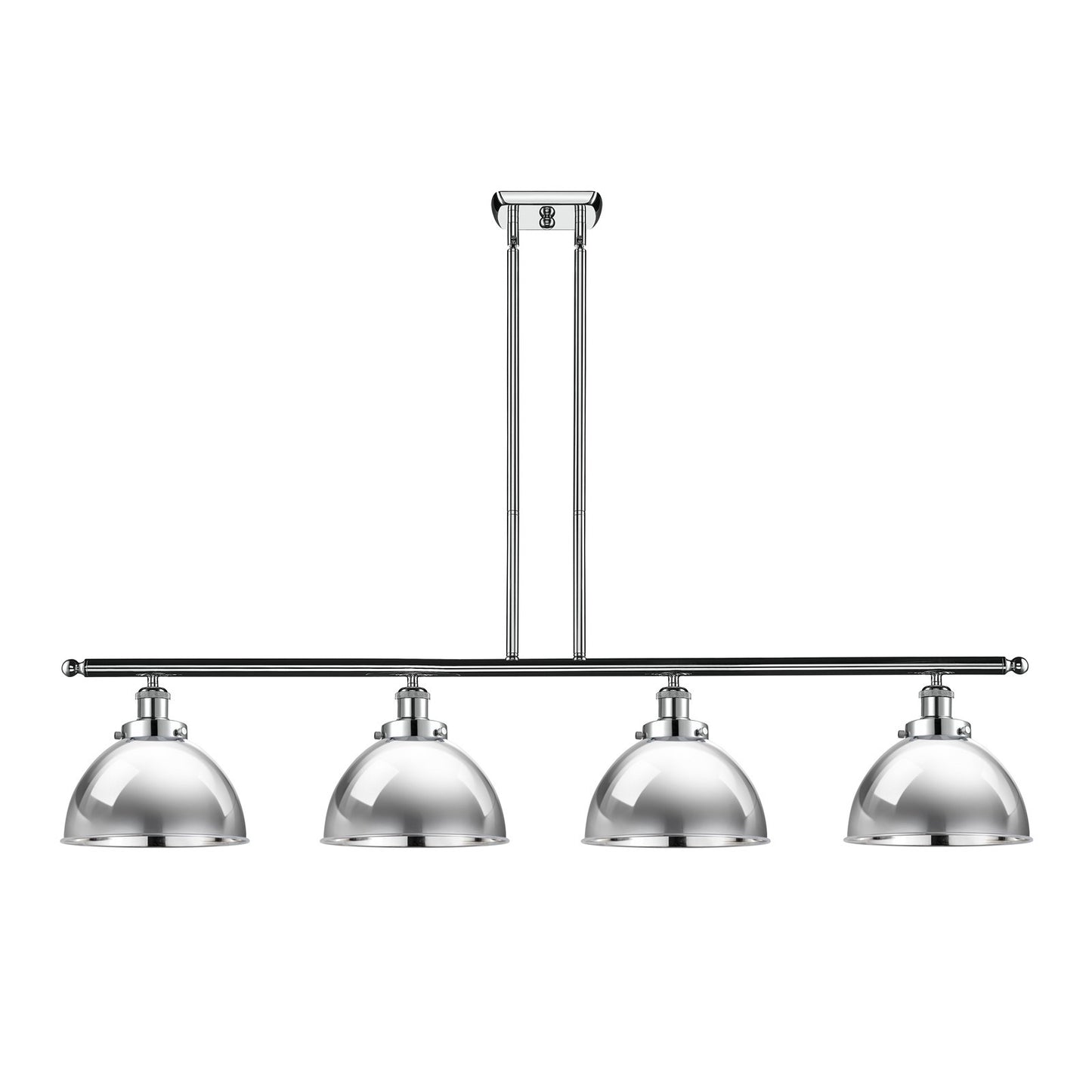 Innovations Derby 48in 4-Light Island Light | Industrial Farmhouse Polished Chrome Steel and Metal Shade | Kitchen Island | Model 916-4I-PC-MFD-10-PC-LED