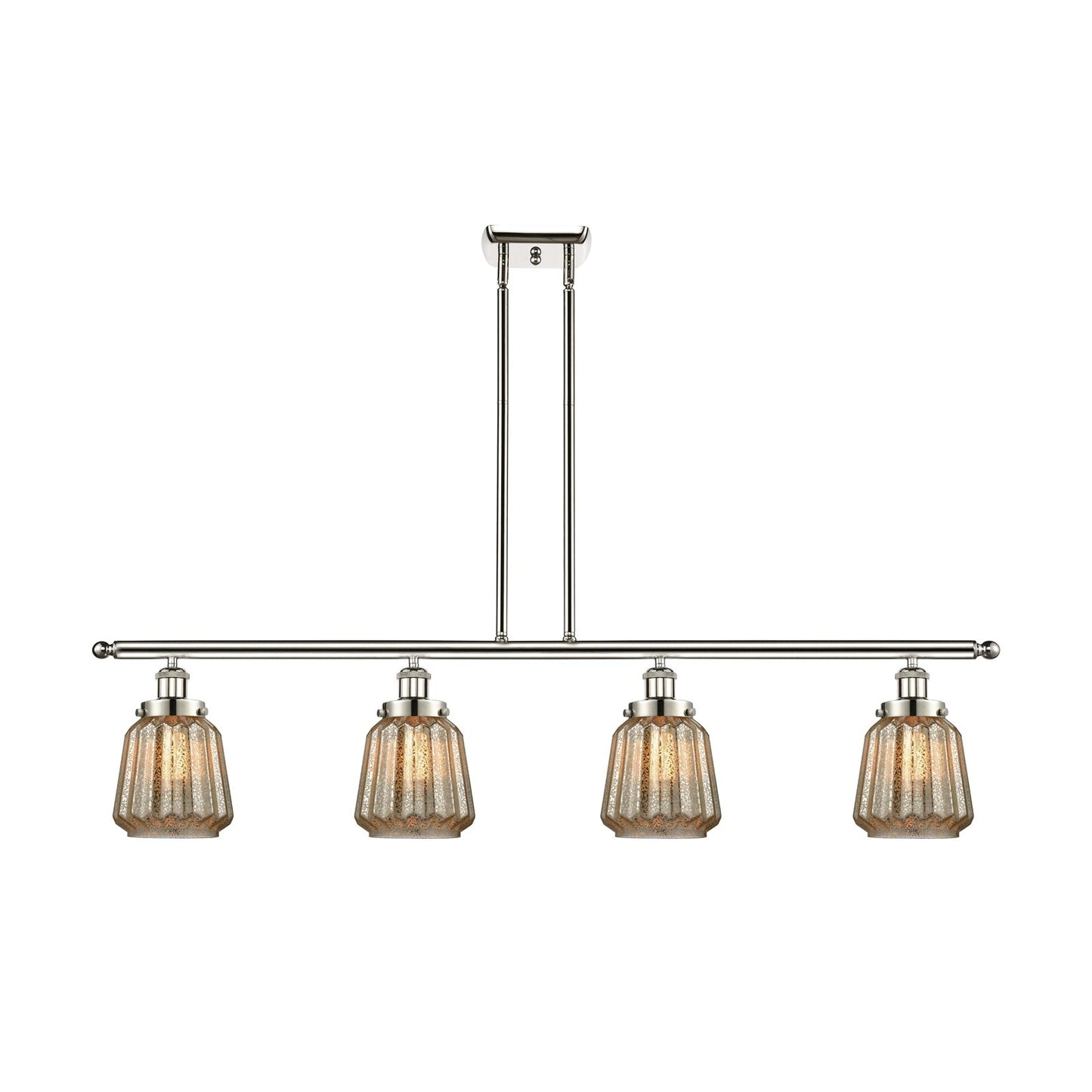 Innovations Chatham 48in 4-Light Island Light | Modern Transitional Polished Nickel Steel and Mercury Ribbed Glass | Kitchen Island | Model 916-4I-PN-G146