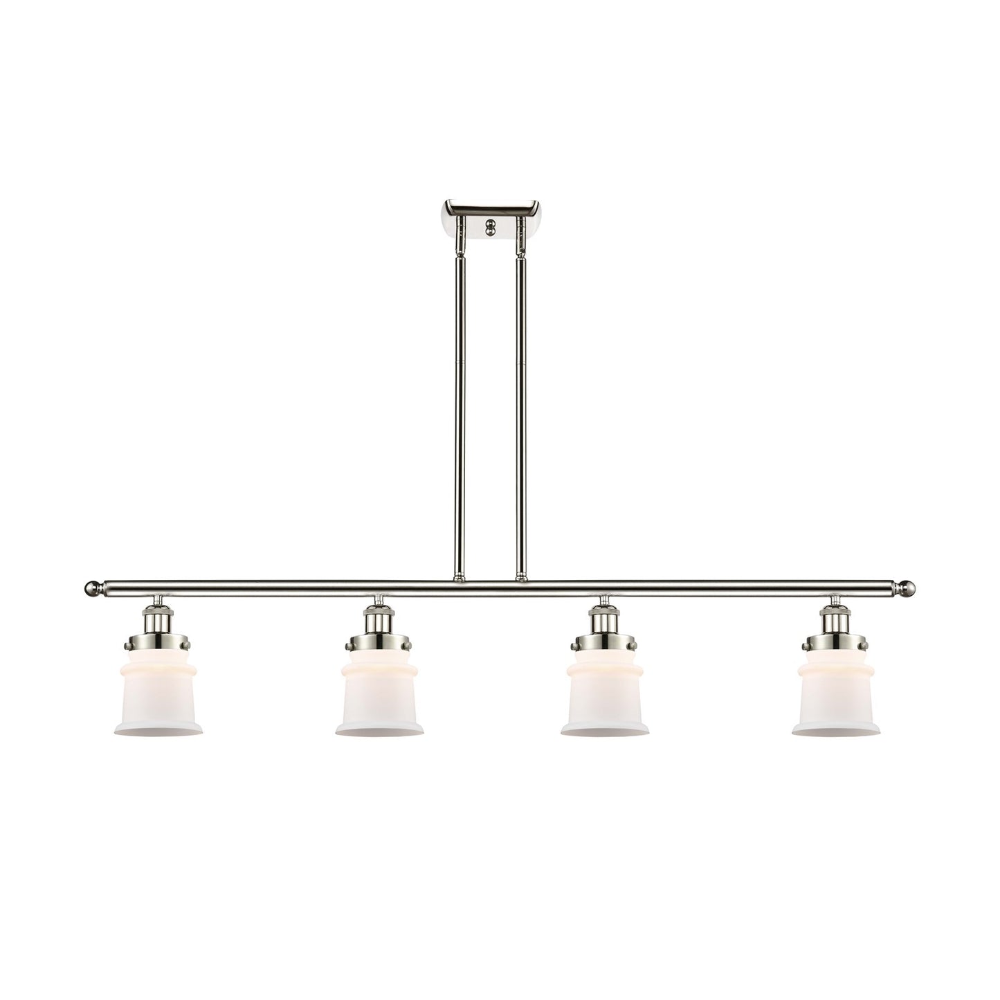 Innovations Canton 48in 4-Light Island Light | Modern Polished Nickel Steel and Matte White Frosted Glass | Kitchen Island & | Model 916-4I-PN-G181S