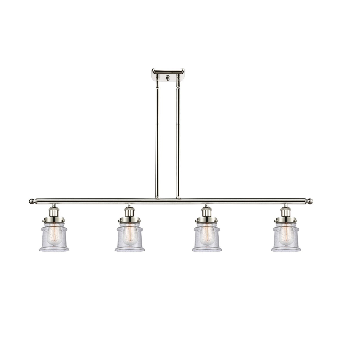 Innovations Canton 48in 4-Light Island Light | Modern Transitional Polished Nickel Steel and Seedy Glass | Kitchen Island & Dining | Model 916-4I-PN-G184S