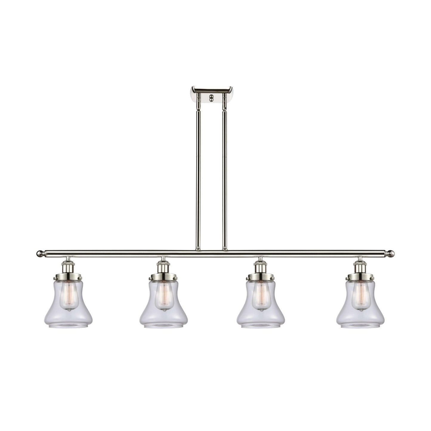 Innovations Bellmont 48in 4-Light Island Light | Transitional Polished Nickel and Clear Glass | Kitchen Island & Dining Room | Model 916-4I-PN-G192