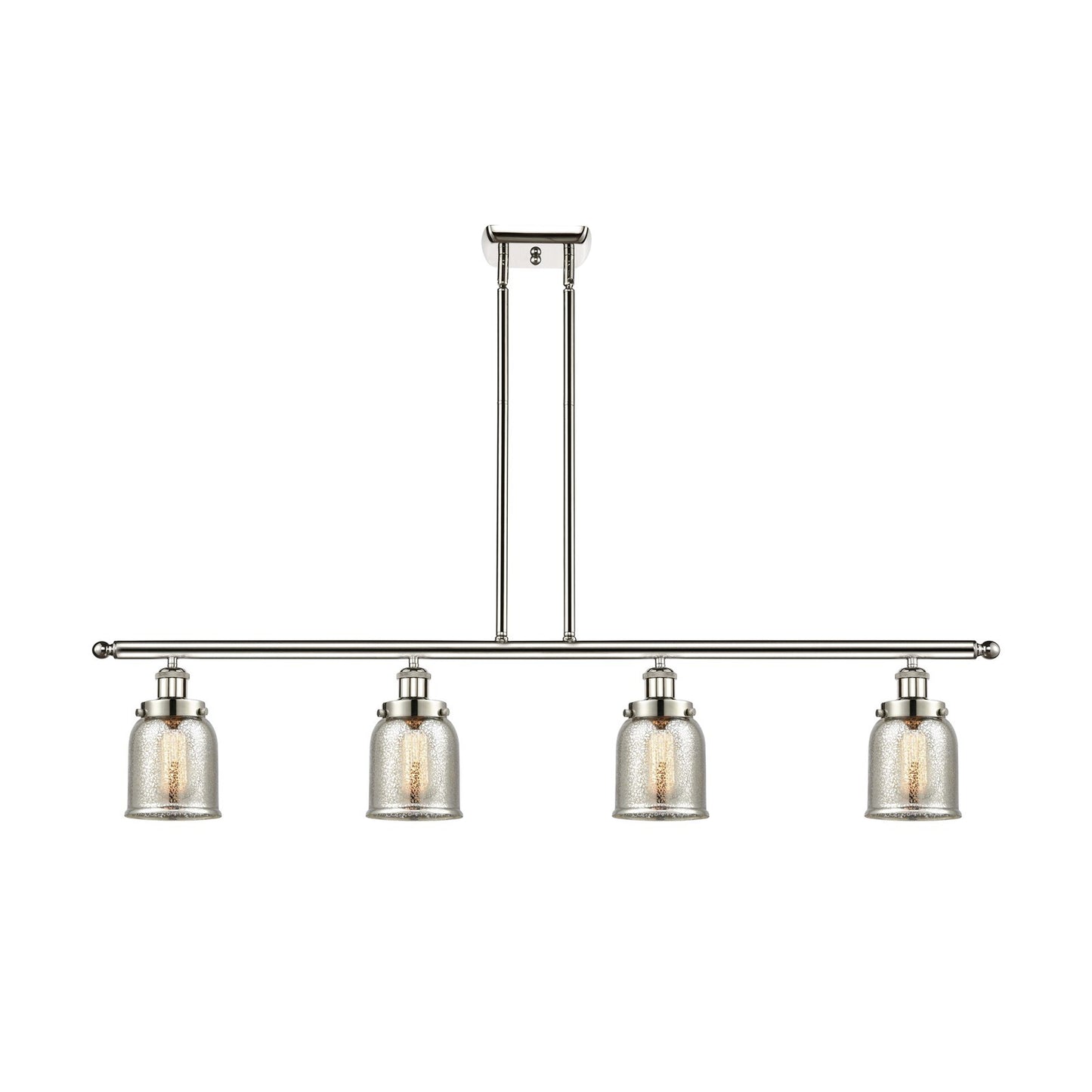 Innovations Bell 48in 4-Light Island Light | Industrial Polished Nickel Steel and Silver Plated Mercury Glass | Kitchen Island & | Model 916-4I-PN-G58