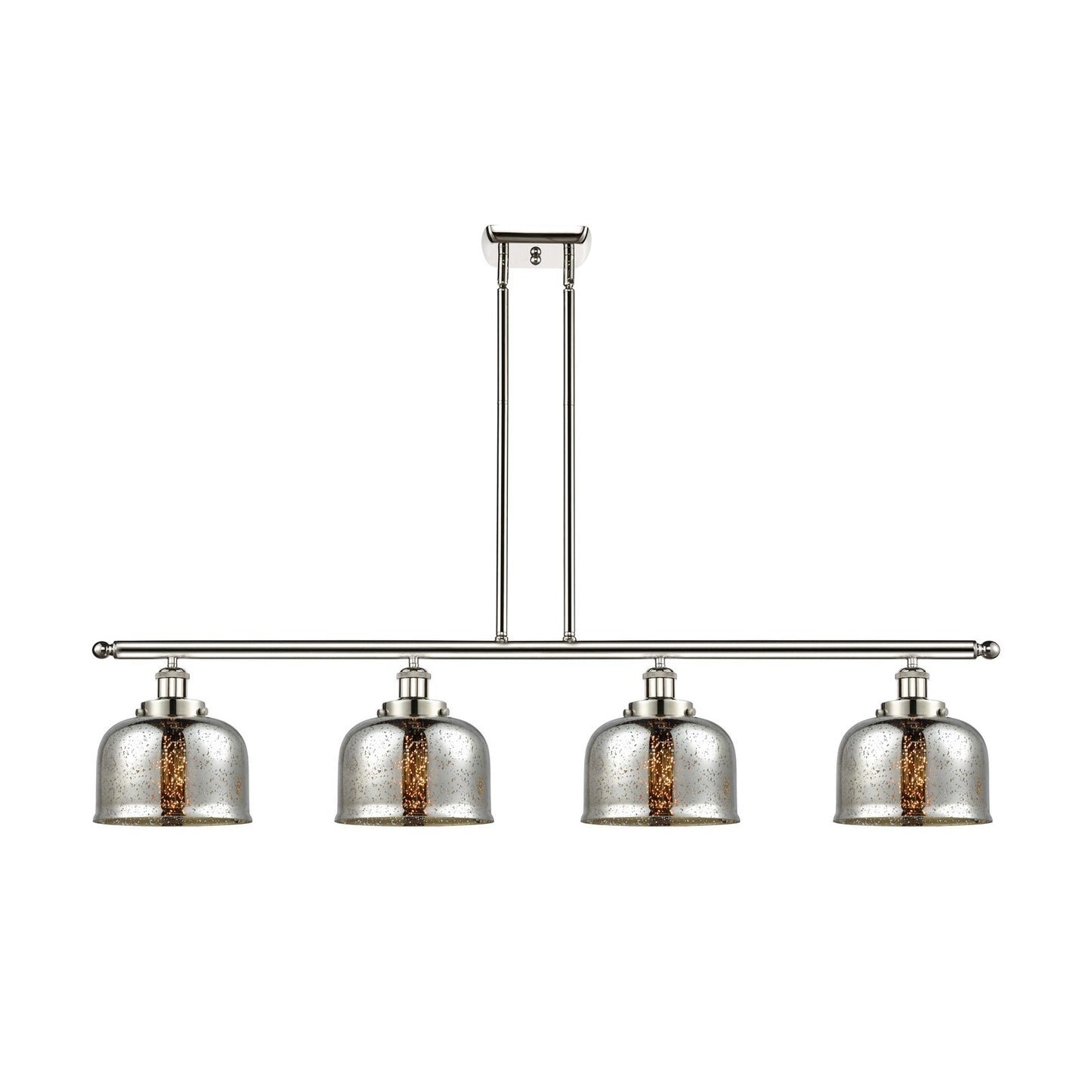 Innovations Bell 48in 4-Light Island Light | Industrial Polished Nickel and Silver Plated Mercury Glass | Kitchen Island & | Model 916-4I-PN-G78-LED