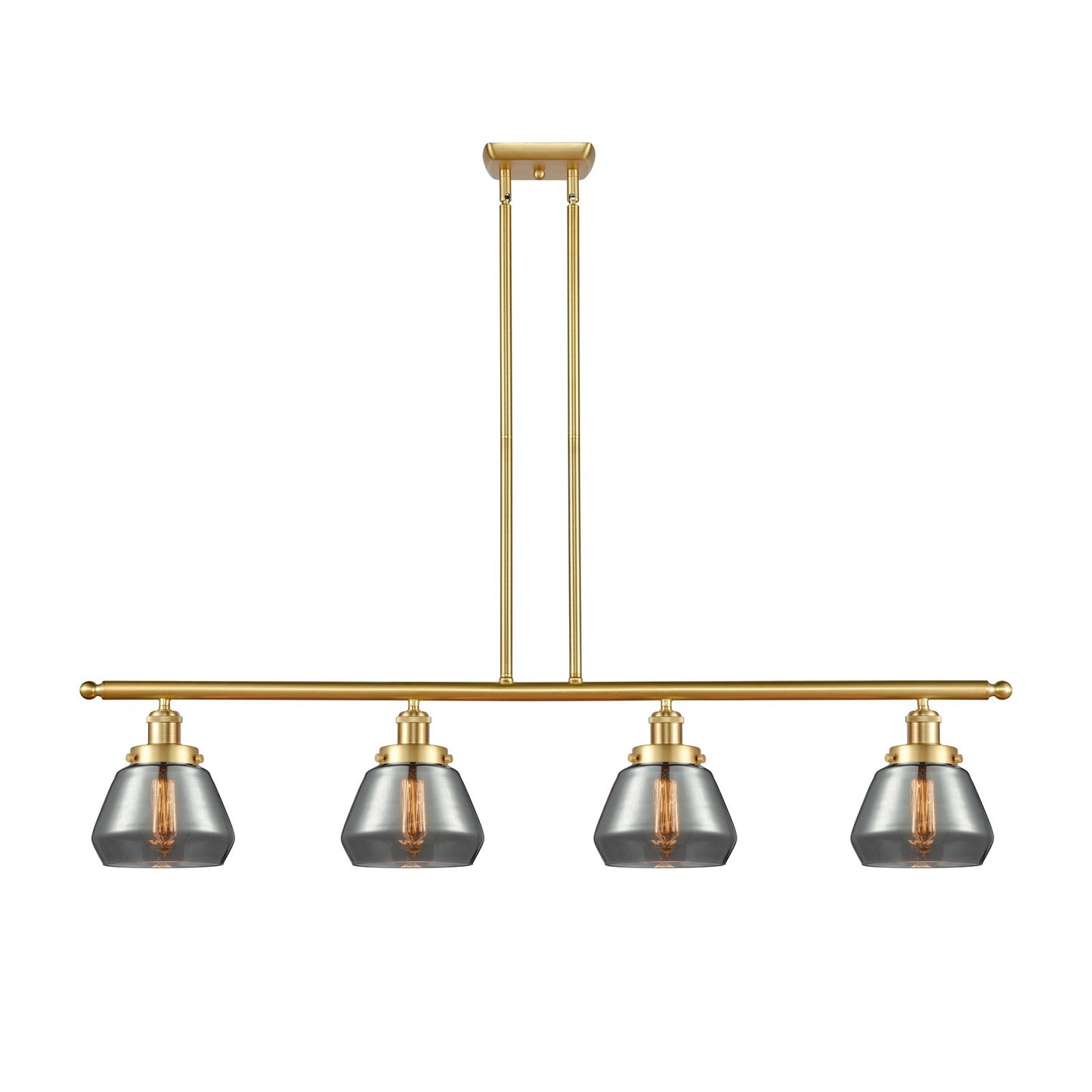 Innovations Fulton 48in 4-Light Island Light | Modern Transitional Satin Gold Steel and Light Smoked Glass | Kitchen Island & | Model 916-4I-SG-G173