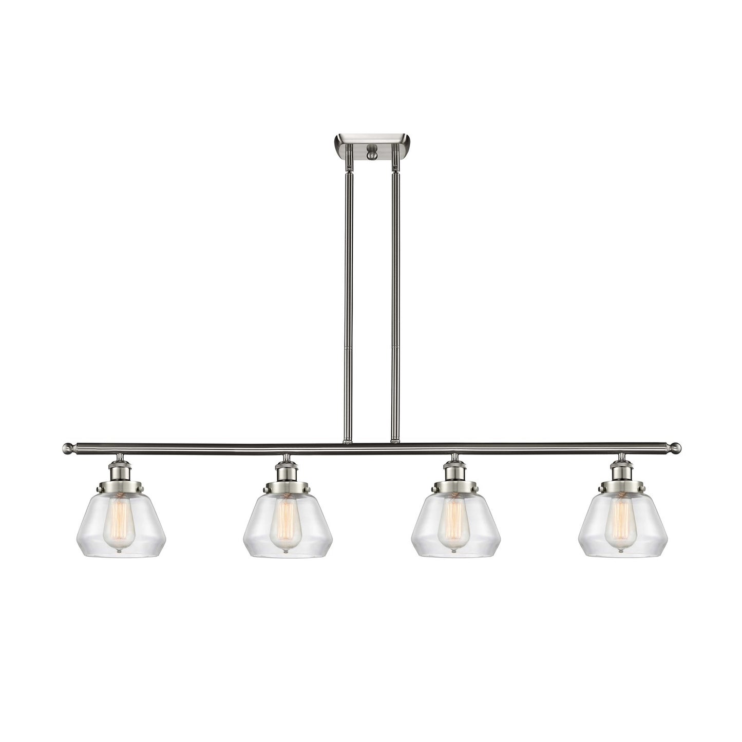 Innovations Fulton 48in 4-Light Island Light | Modern Transitional Brushed Satin Nickel and Clear Glass | Kitchen Island & Dining | Model 916-4I-SN-G172