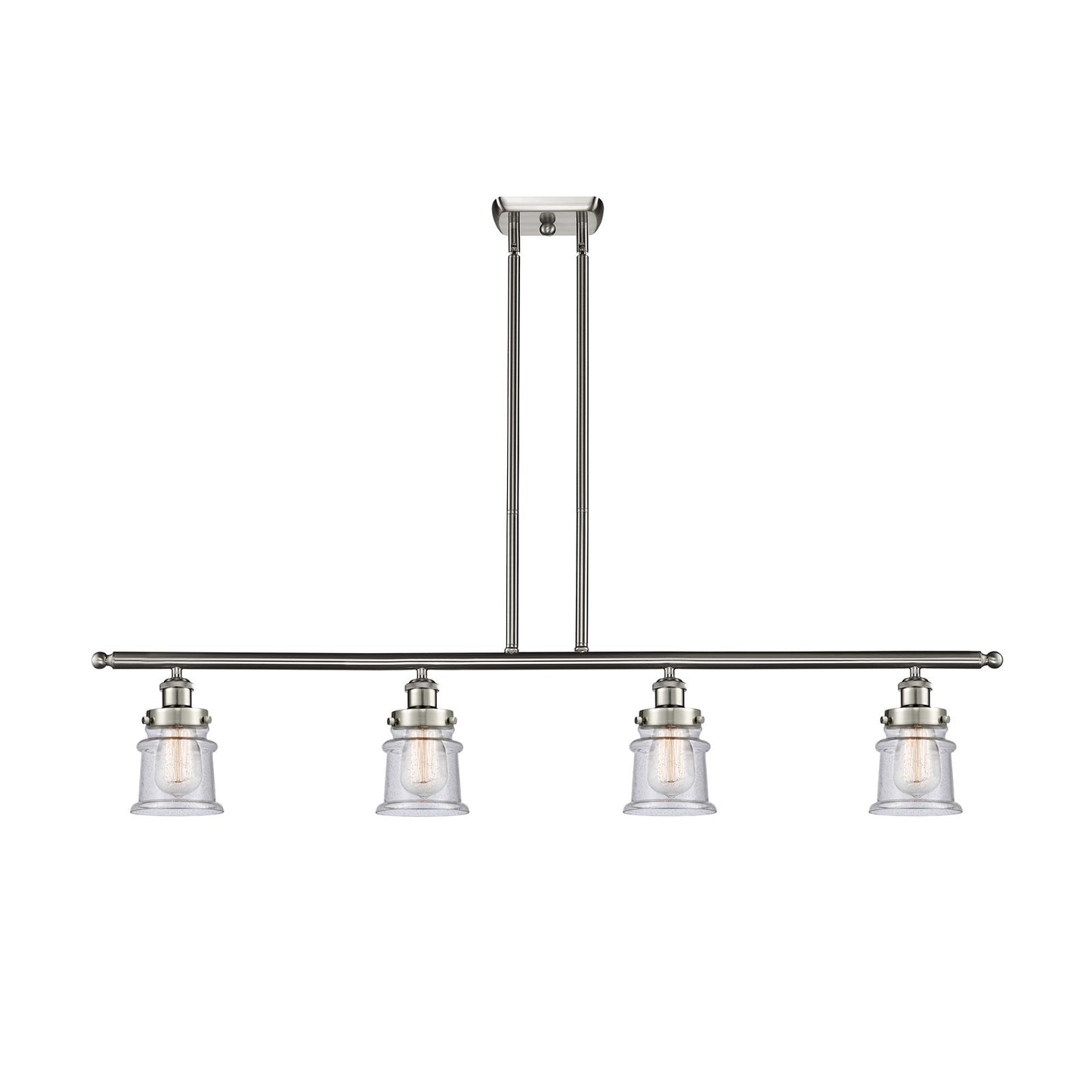 Innovations Canton 48in 4-Light Island Light | Brushed Satin Nickel Steel and Seedy Glass | Kitchen Island & Dining Room | Model 916-4I-SN-G184S