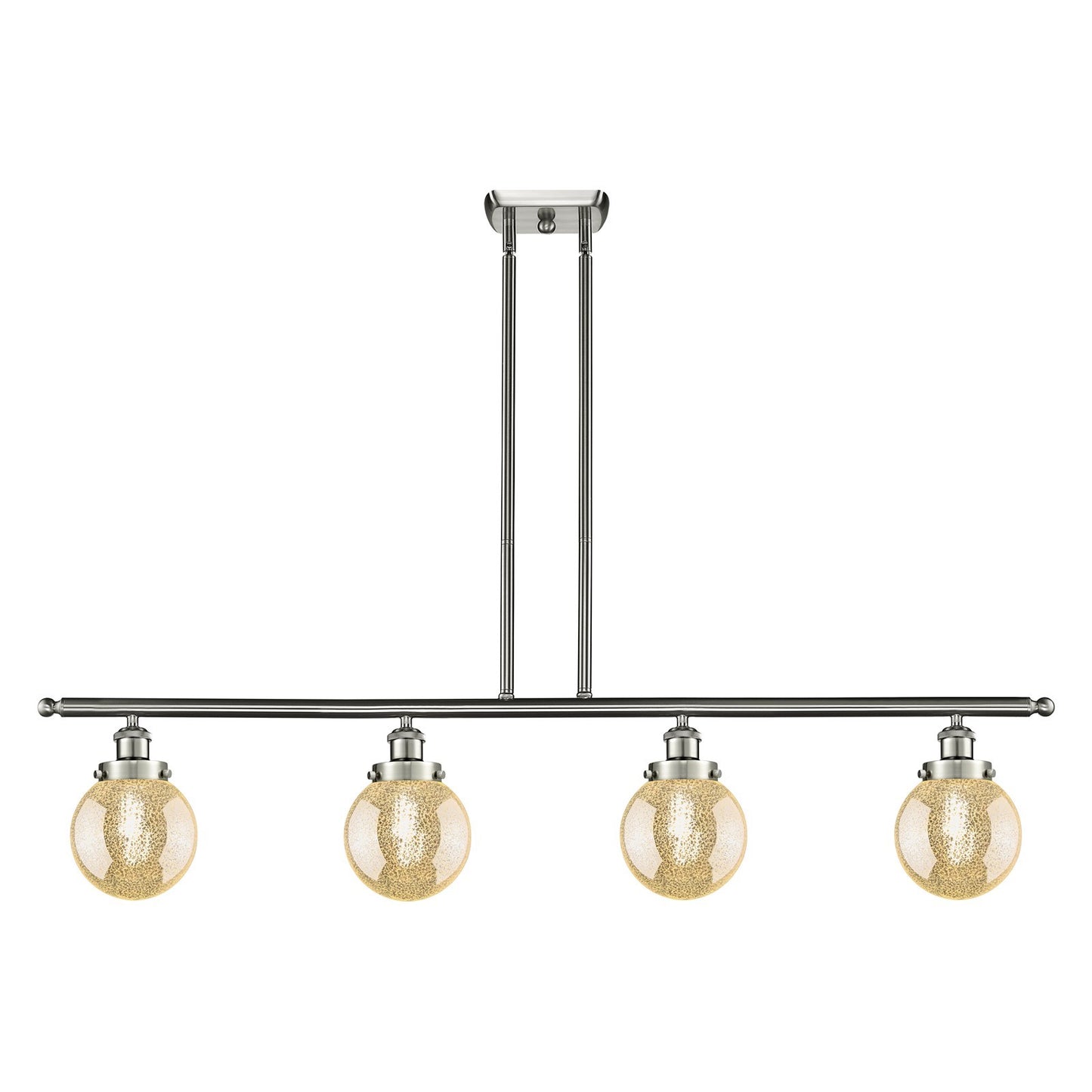 Innovations Beacon 48in 4-Light Island Light | Brushed Satin Nickel Steel and Mercury Glass | Kitchen Island & Dining Room | Model 916-4I-SN-G208-6