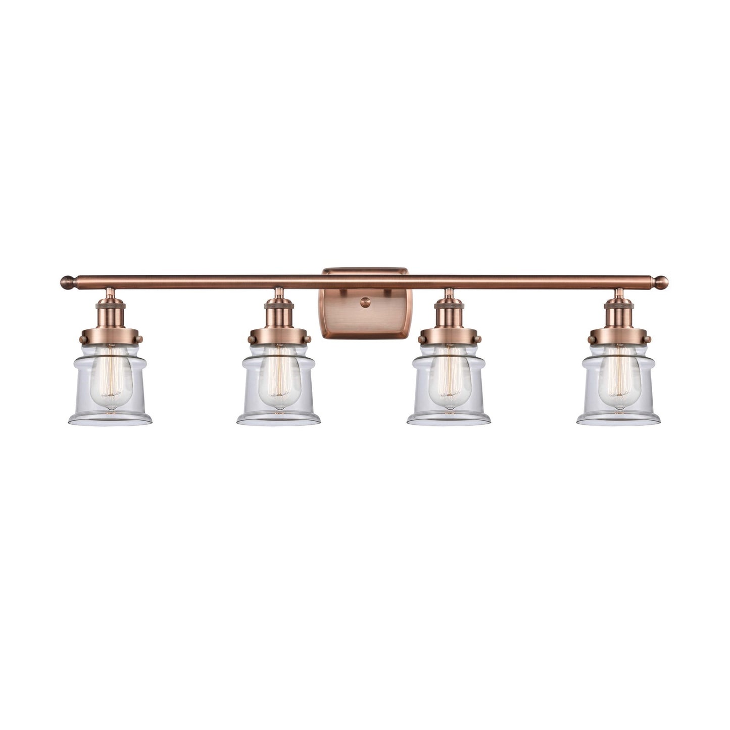 Innovations Canton 35.25in 4-Light Bath Vanity Light | Modern Contempo Antique Copper Steel and Clear Glass | Bathroom Vanity | Model 916-4W-AC-G182S