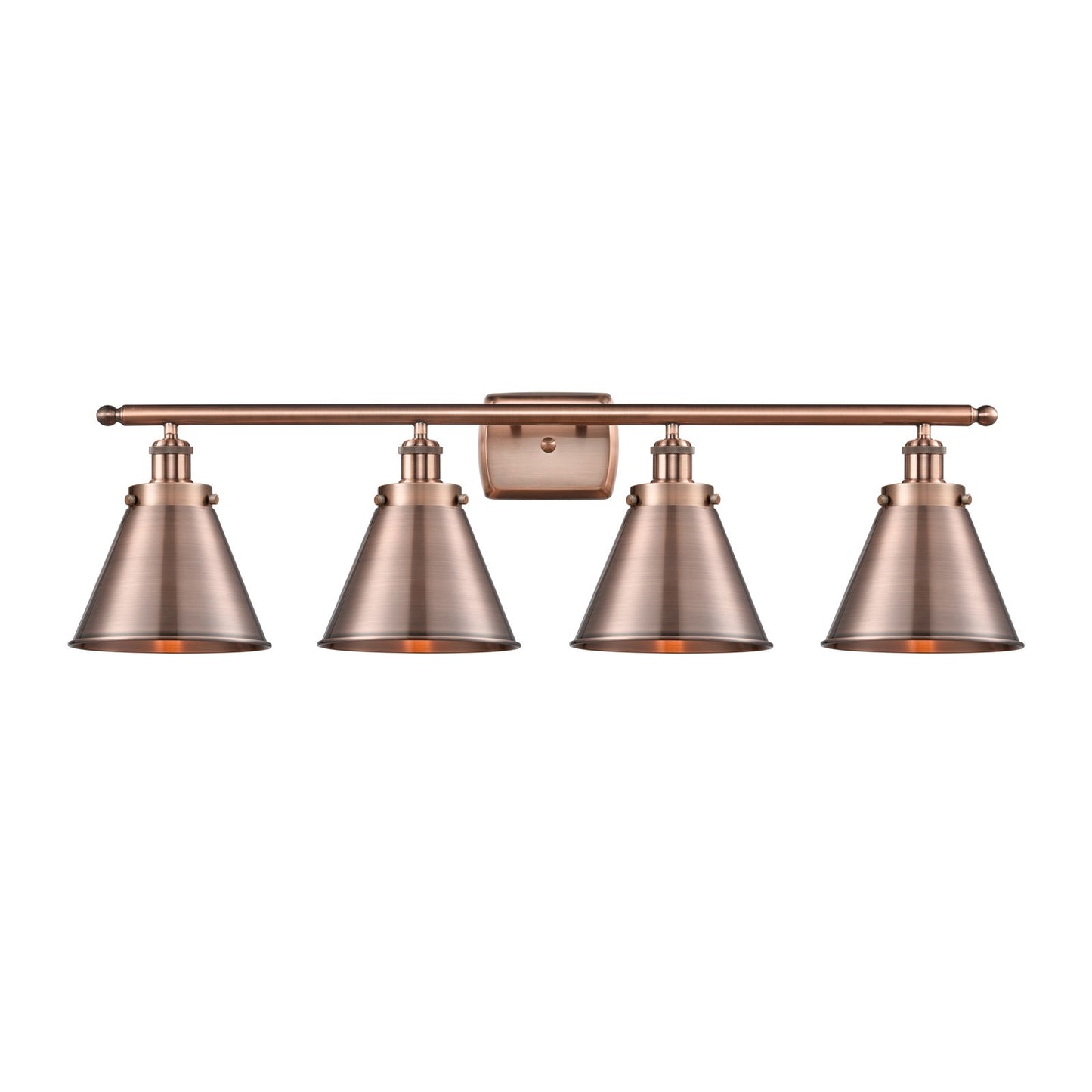 Innovations Appalachian 36in 4-Light Bath Vanity Light LED | Industrial Antique Copper Steel and Cast Brass Metal Shades | Model 916-4W-AC-M13-AC-LED