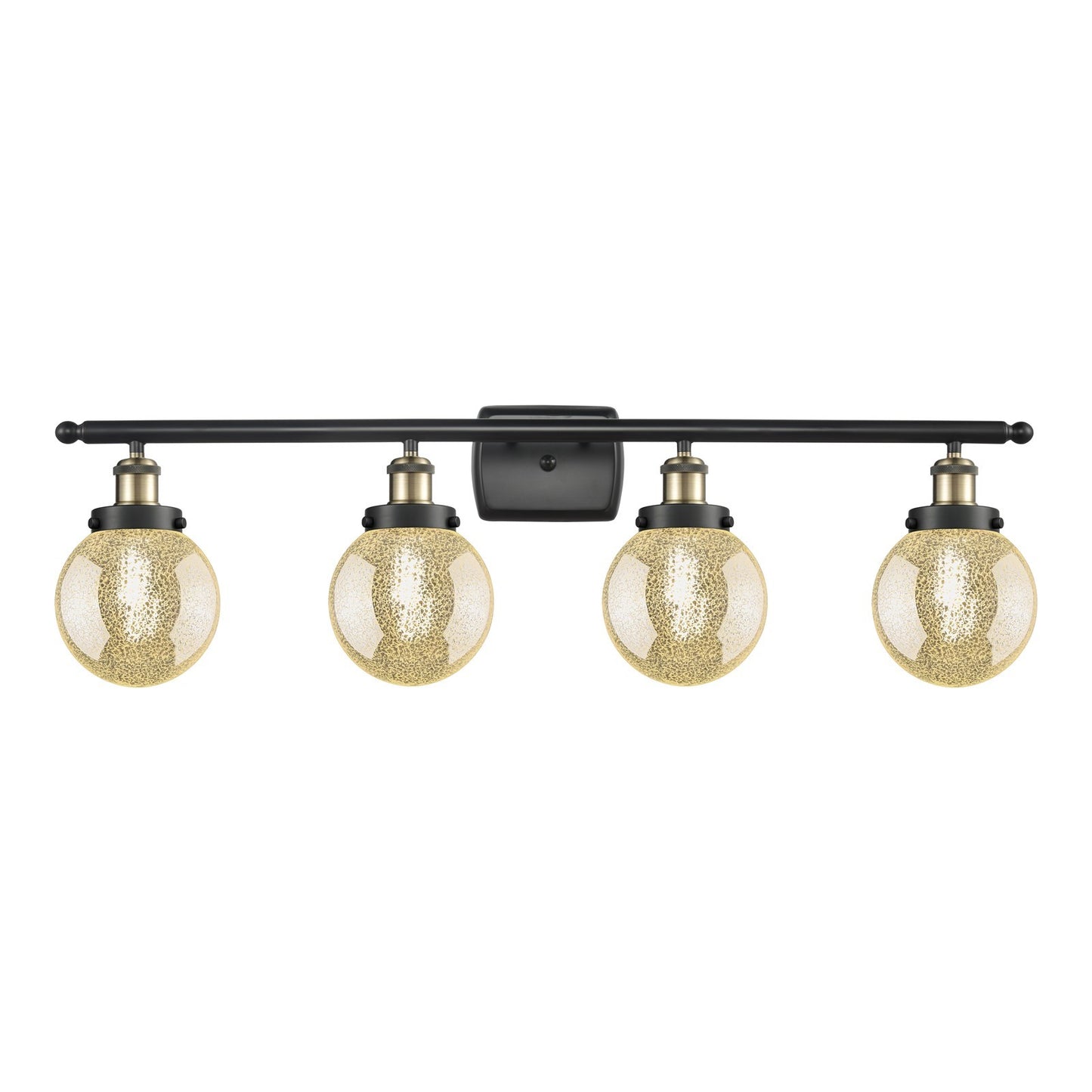 Innovations Beacon 36in 4-Light Bath Vanity | Industrial Black Antique Brass and Mercury Seeded Glass | Bathroom Vanity & Powder | Model 916-4W-BAB-G208-6