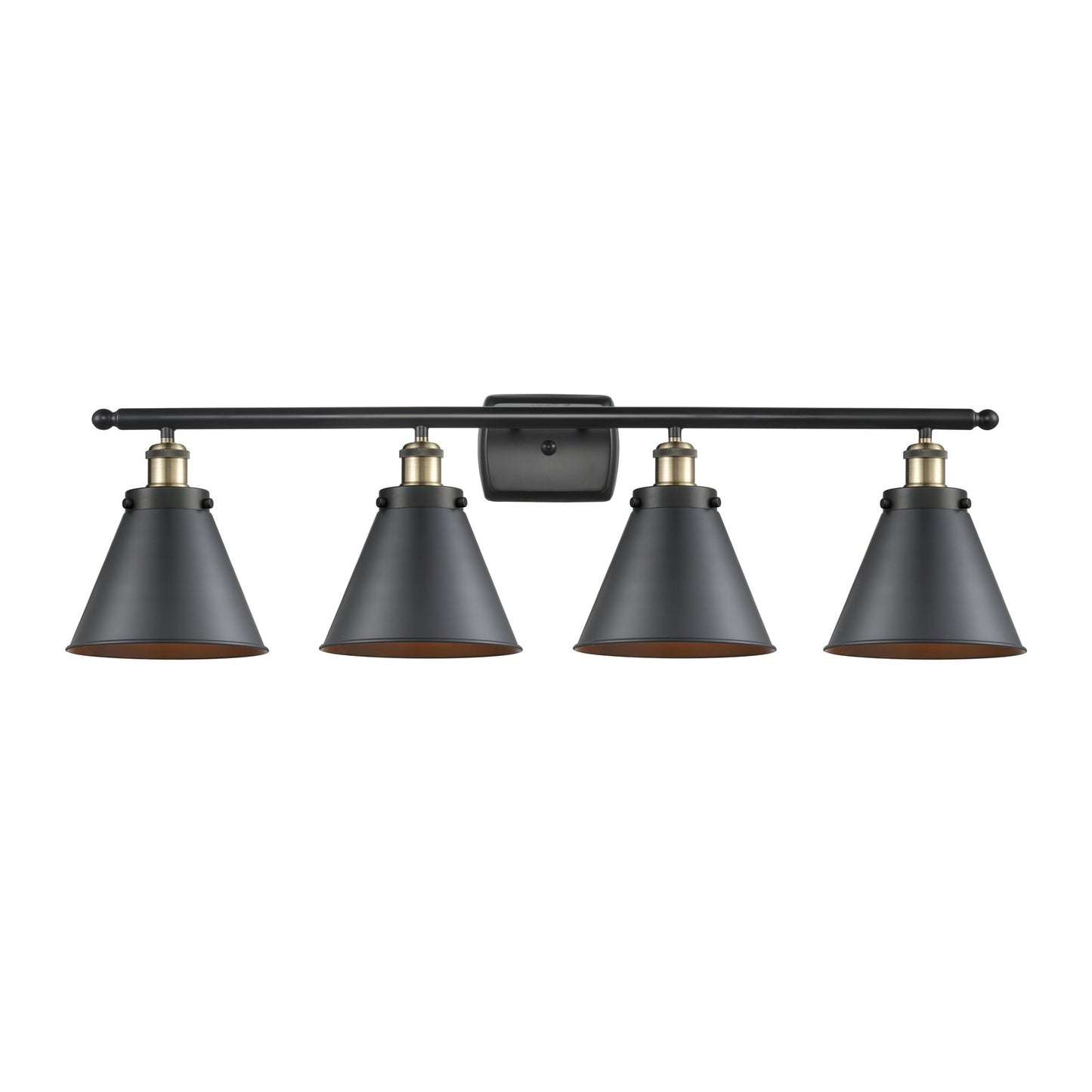 Innovations Appalachian 36in 4-Light Bath Vanity Light | Industrial Black Antique Brass and Matte Black Metal | Bathroom Vanity | Model 916-4W-BAB-M13-BK