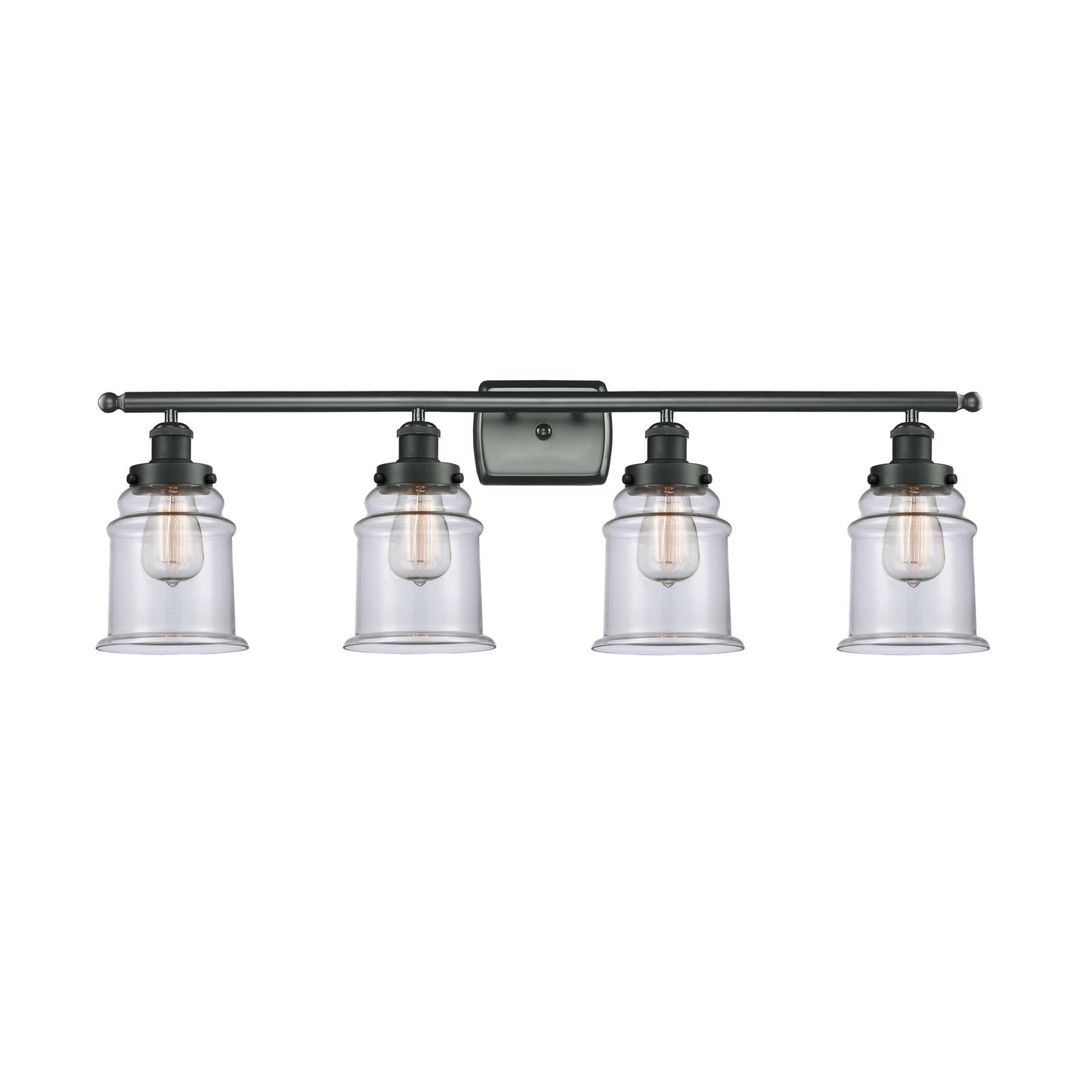 Innovations Canton 36in 4-Light Bath Vanity Light | Modern Transitional Matte Black Steel and Clear Glass | Bathroom Vanity | Model 916-4W-BK-G182