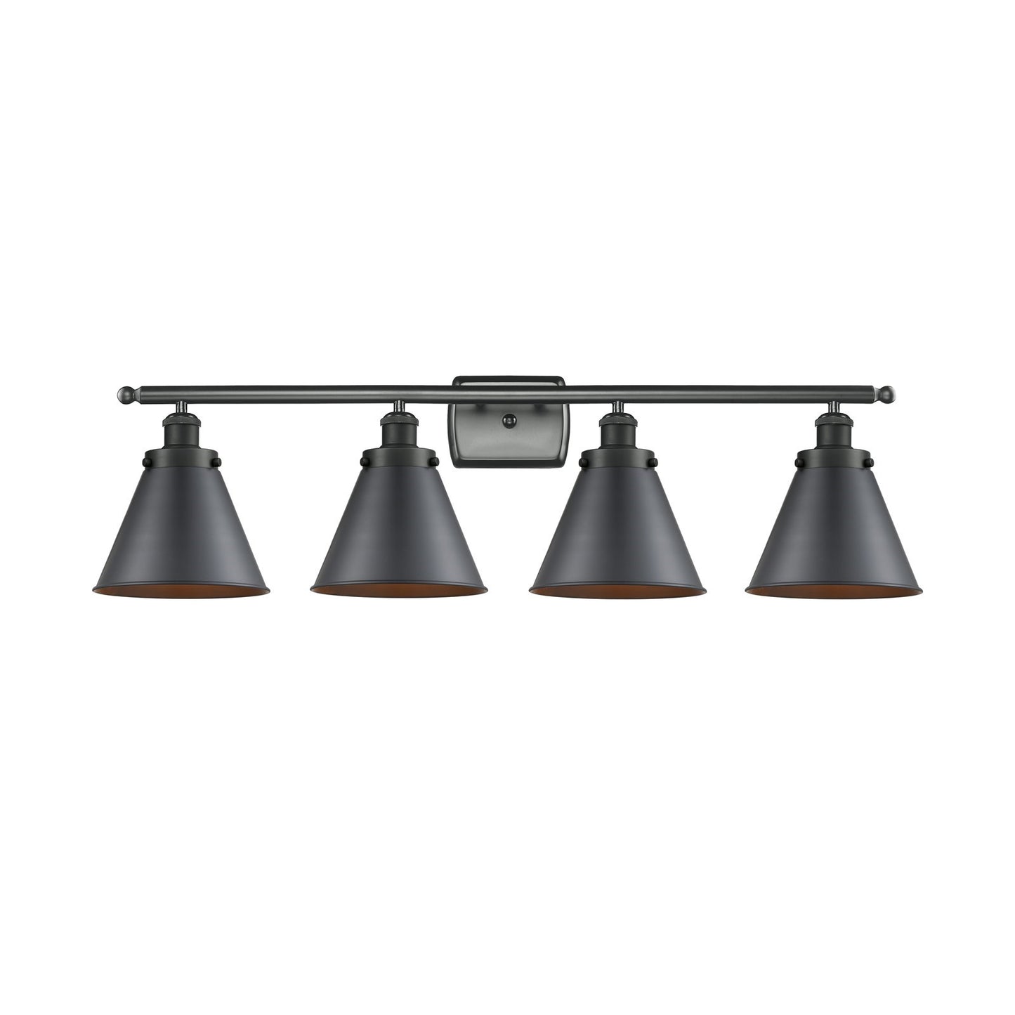 Innovations Appalachian 36in 4-Light Bath Vanity Light | Industrial Farmhouse Matte Black Steel and Cast Brass with Matte Black | Model 916-4W-BK-M13-LED