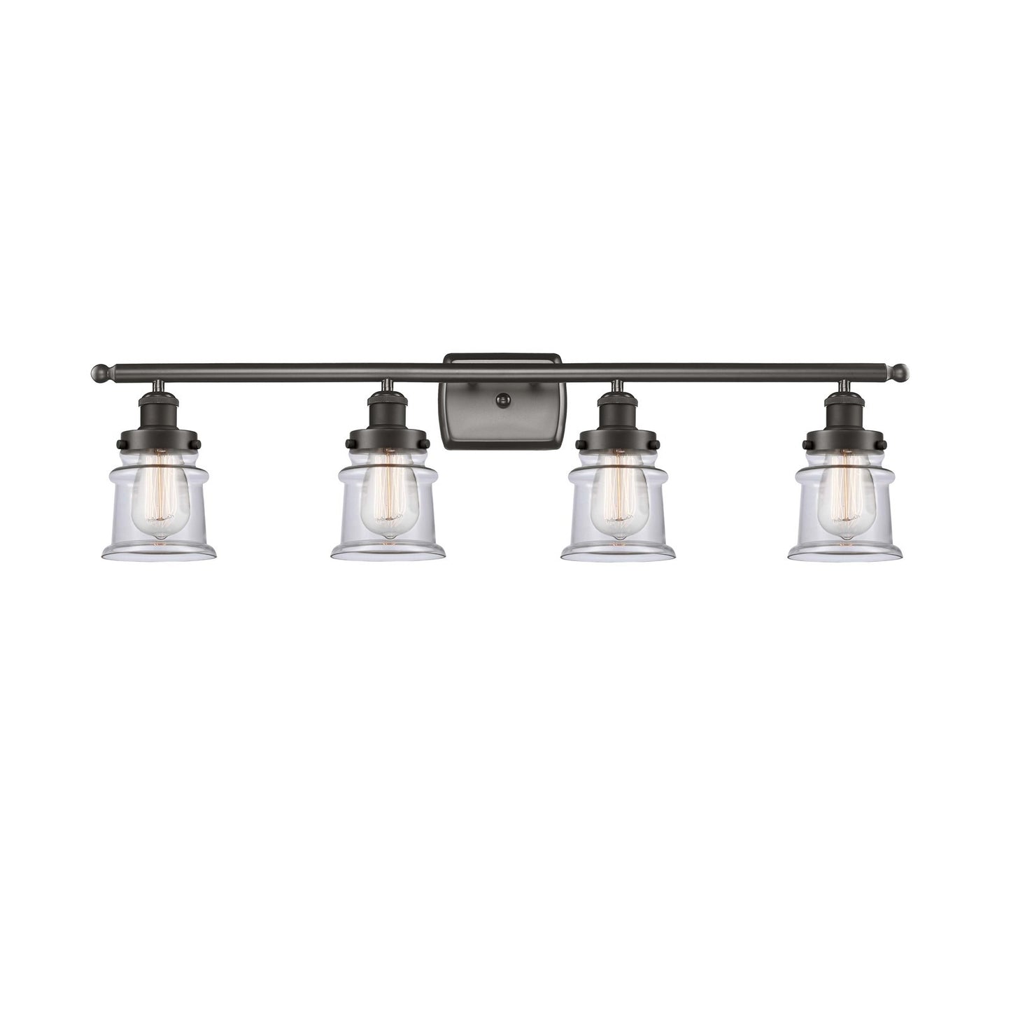 Innovations Canton 35.25in 4-Light Bath Vanity Light | Industrial Oil Rubbed Bronze and Clear Glass | Bathroom Vanity | Model 916-4W-OB-G182S