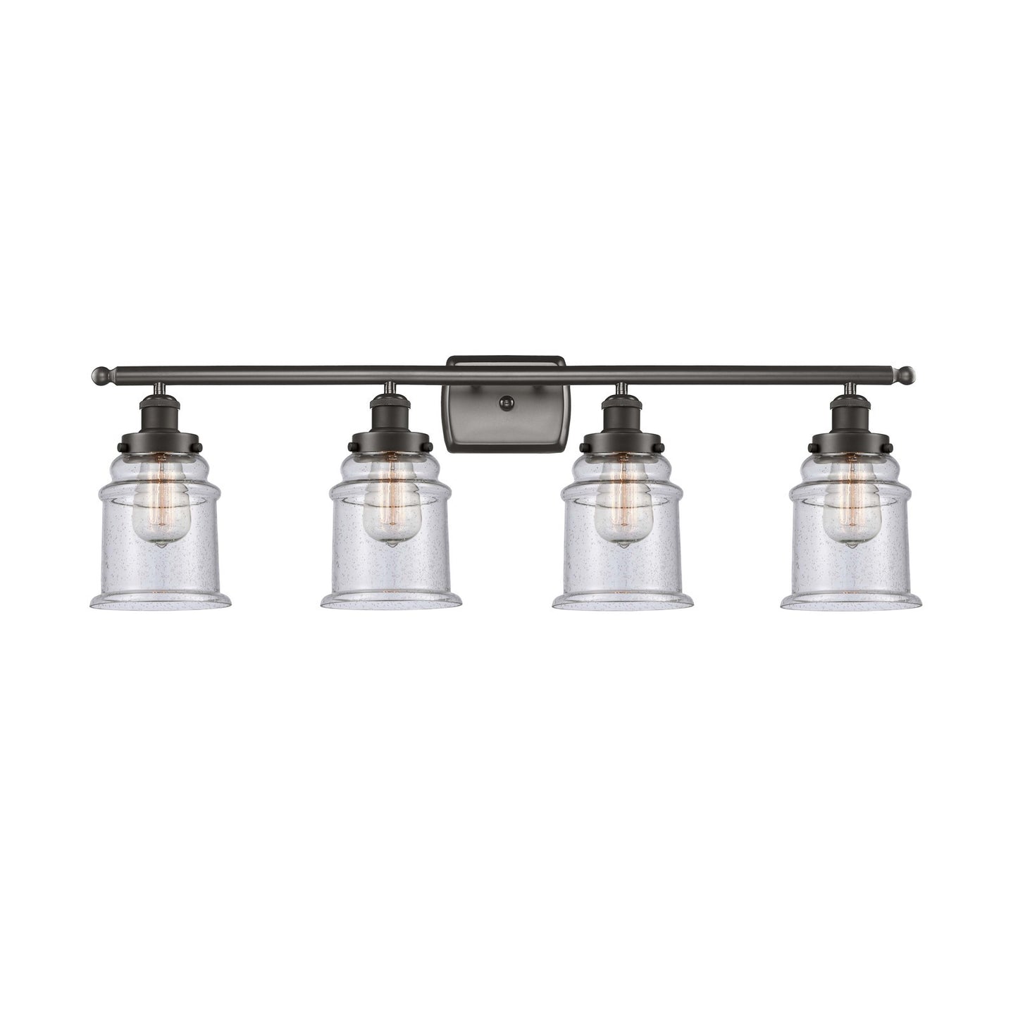 Innovations Canton 36in 4-Light Bath Vanity Light | Industrial Oil Rubbed Bronze and Seedy Glass | Bathroom Vanity | 36 x 11.12 in | Model 916-4W-OB-G184