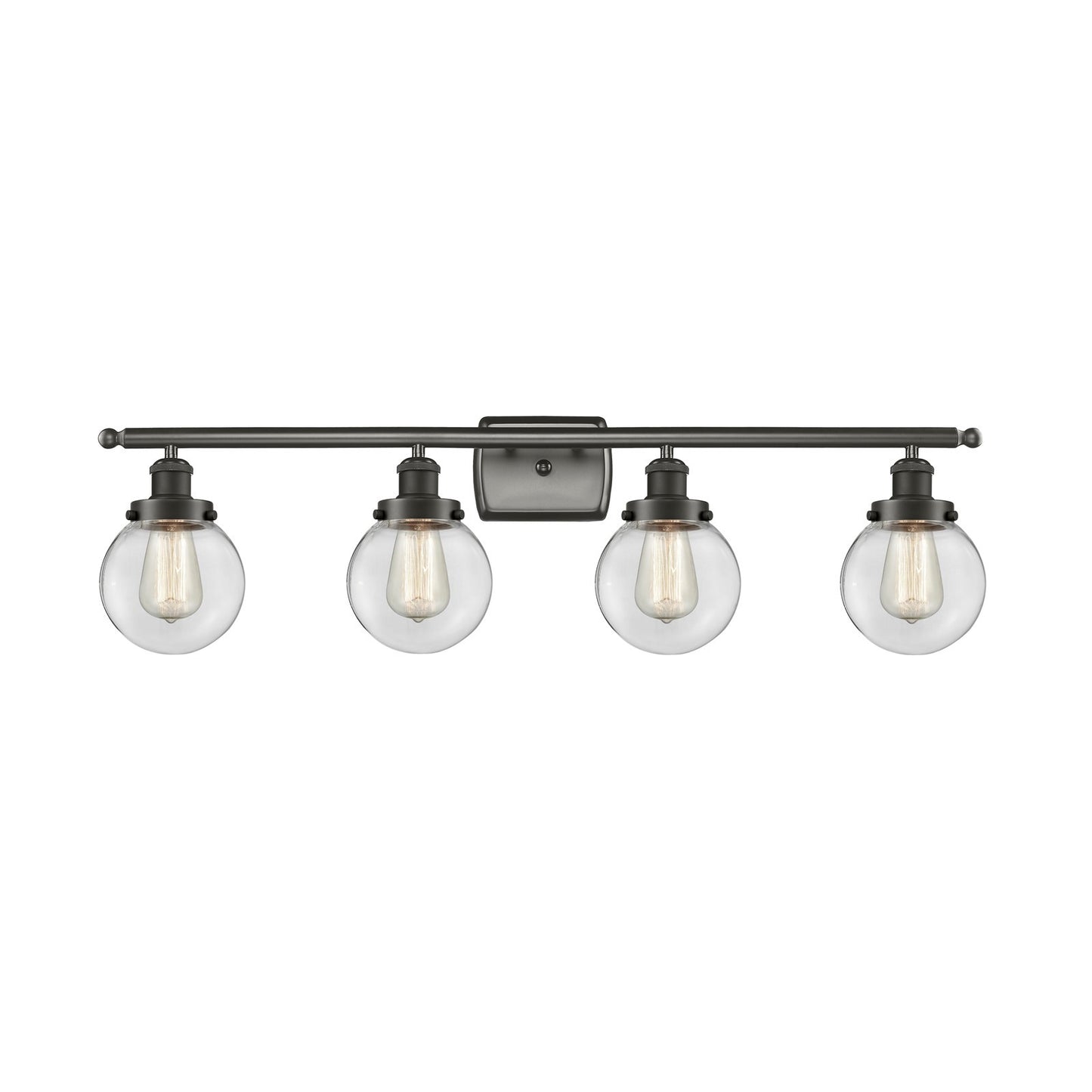 Innovations Beacon 36in 4-Light Bath Vanity | Oil Rubbed Bronze Steel and Clear Glass | Bathroom Vanity & Powder Room | Model 916-4W-OB-G202-6-LED