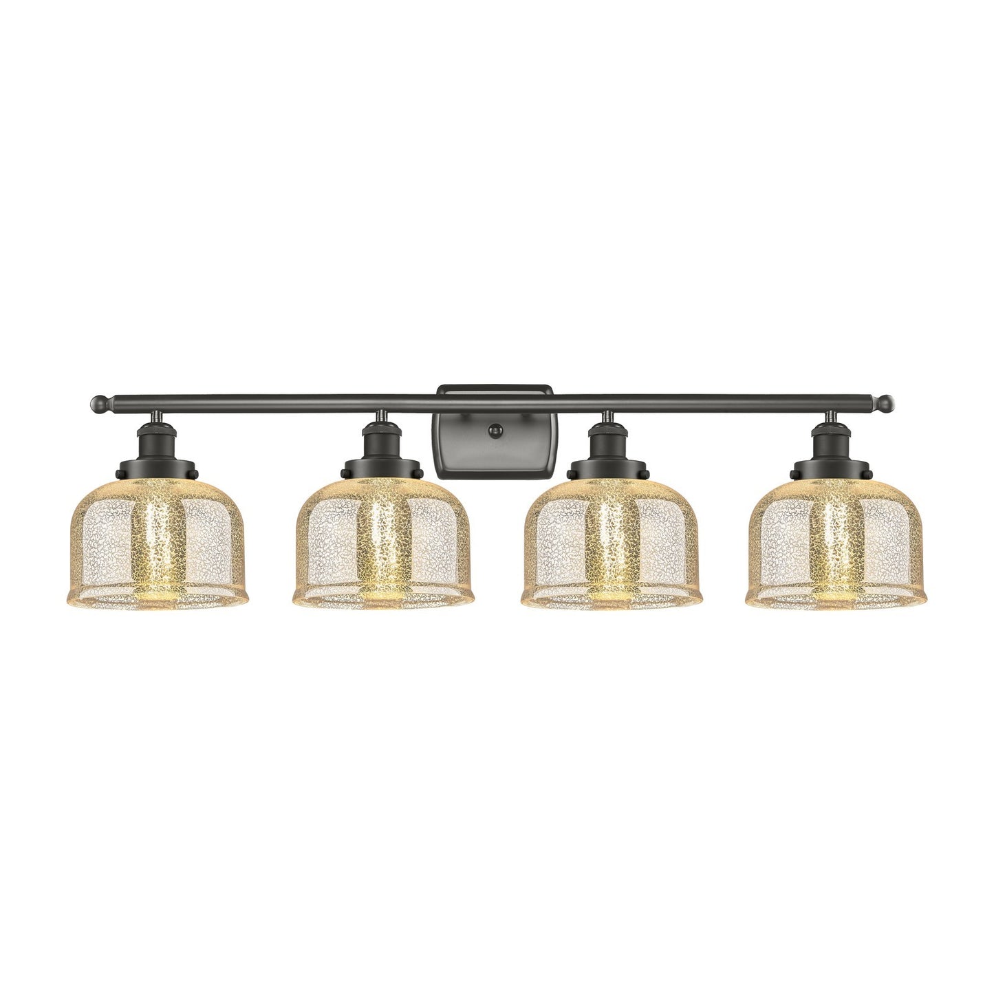 Innovations Bell 38in 4-Light Bath Vanity Light | Industrial Oil Rubbed Bronze Steel and Silver Plated Mercury Glass | Bathroom | Model 916-4W-OB-G78